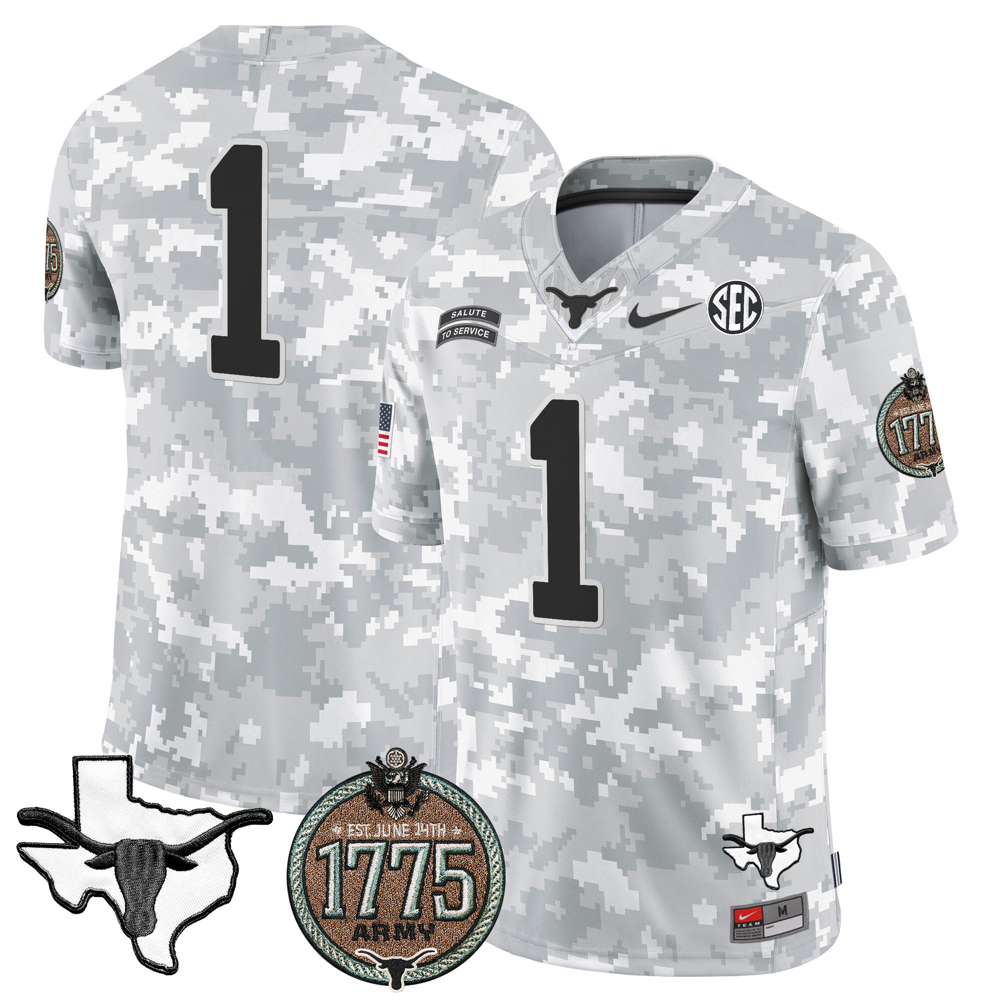 Men's Longhorns 2024 Salute to Service Establishment Year Patch Vapor Limited Jersey - All Stitched