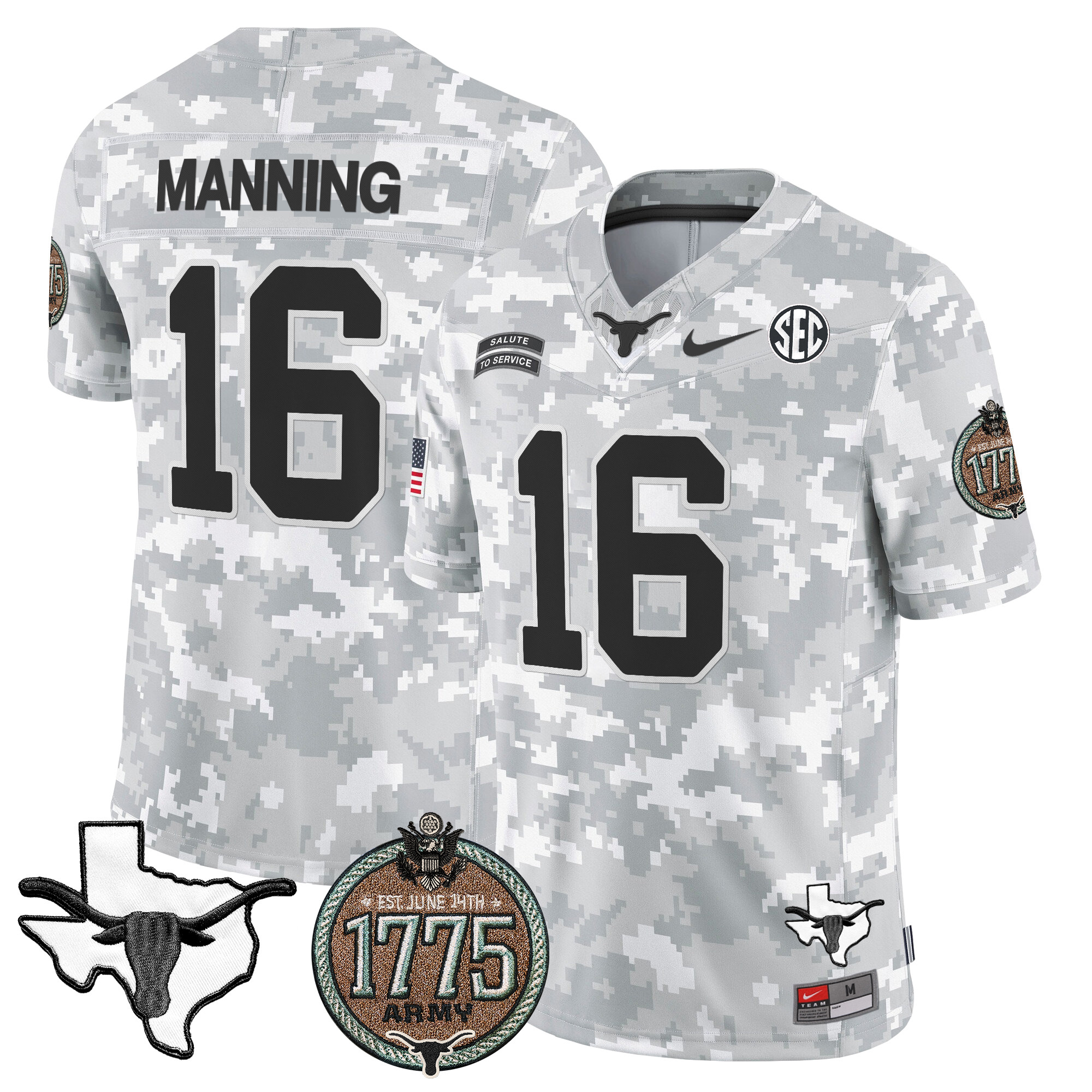Men's Longhorns 2024 Salute to Service Establishment Year Patch Vapor Limited Jersey - All Stitched