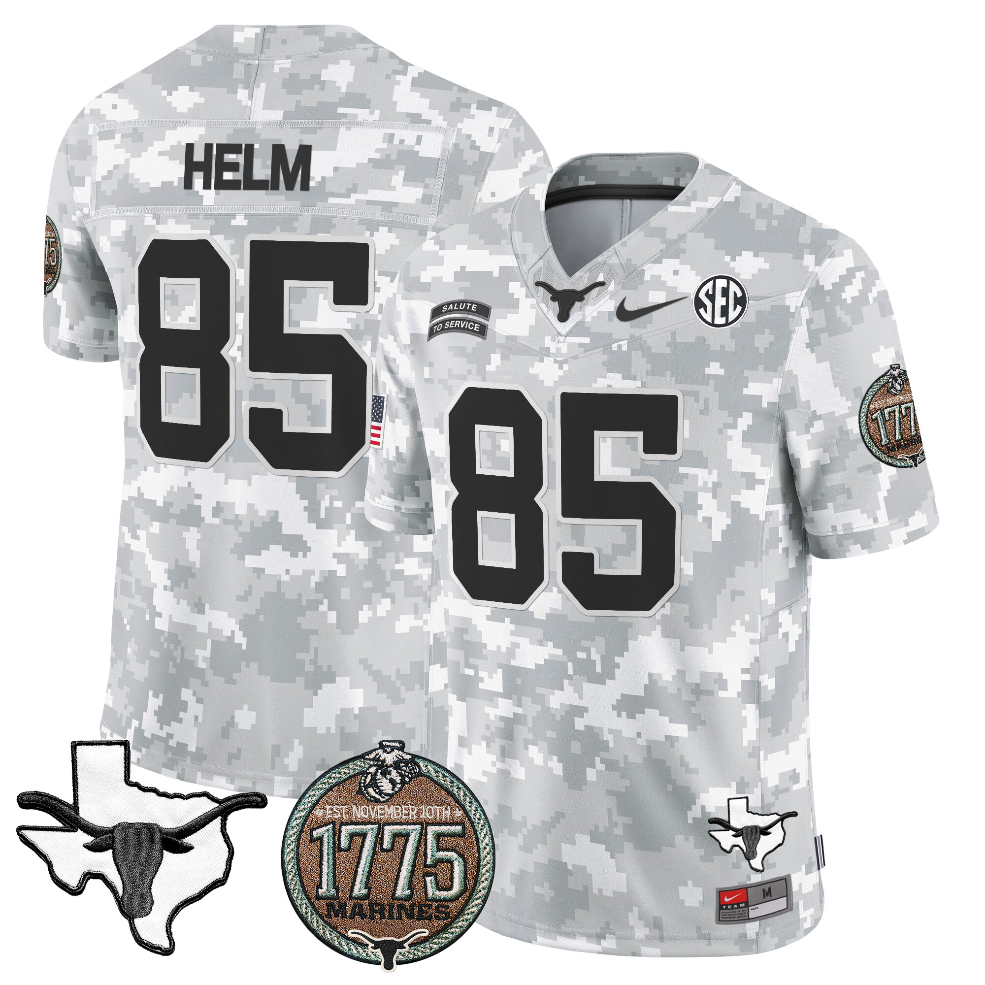 Men's Longhorns 2024 Salute to Service Establishment Year Patch Vapor Limited Jersey - All Stitched