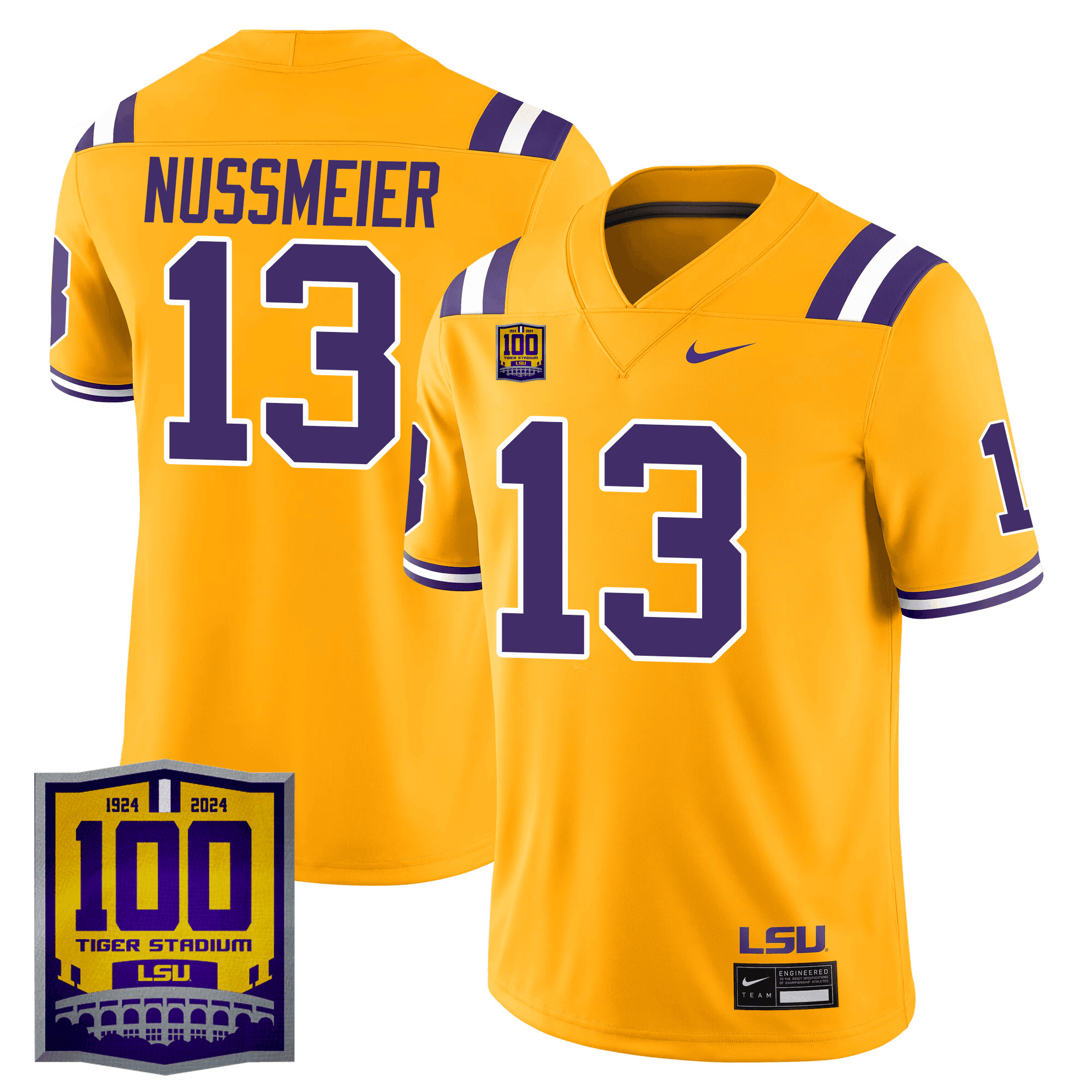 Men's LSU Tigers 100 Years of Tiger Stadium Patch Vapor Limited Jersey - All Stitched