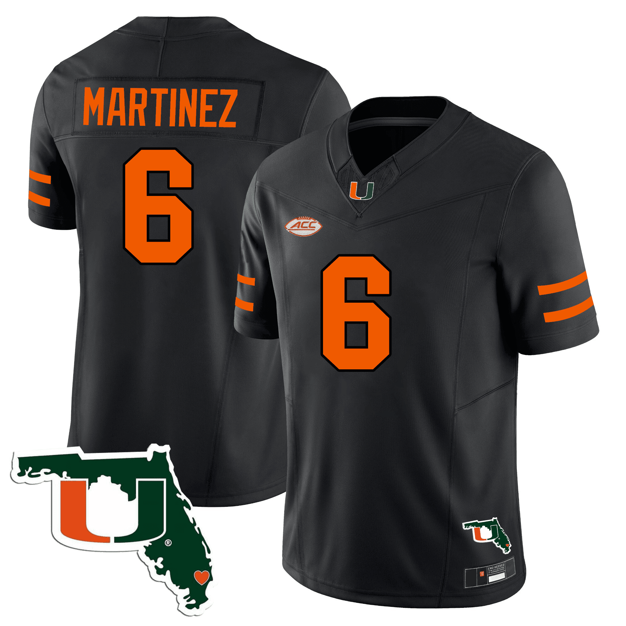 Men's Miami Hurricanes Florida Map Patch Vapor Premier Limited Jersey - All Stitched