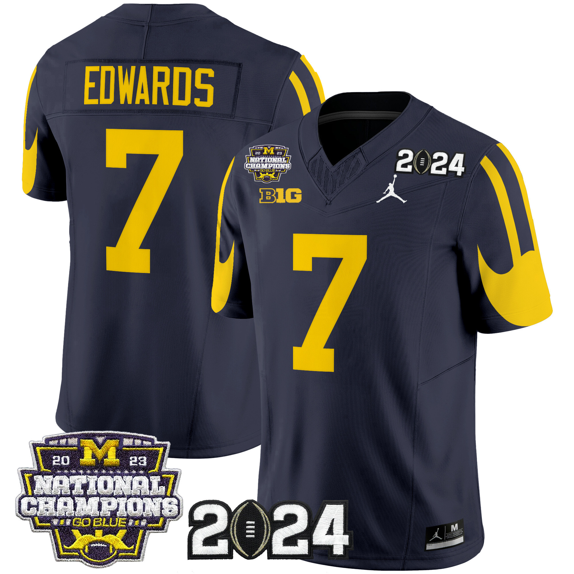 Men's Michigan Wolverines 2024 CFP & National Champions Patch Vapor Limited Jersey - All Stitched