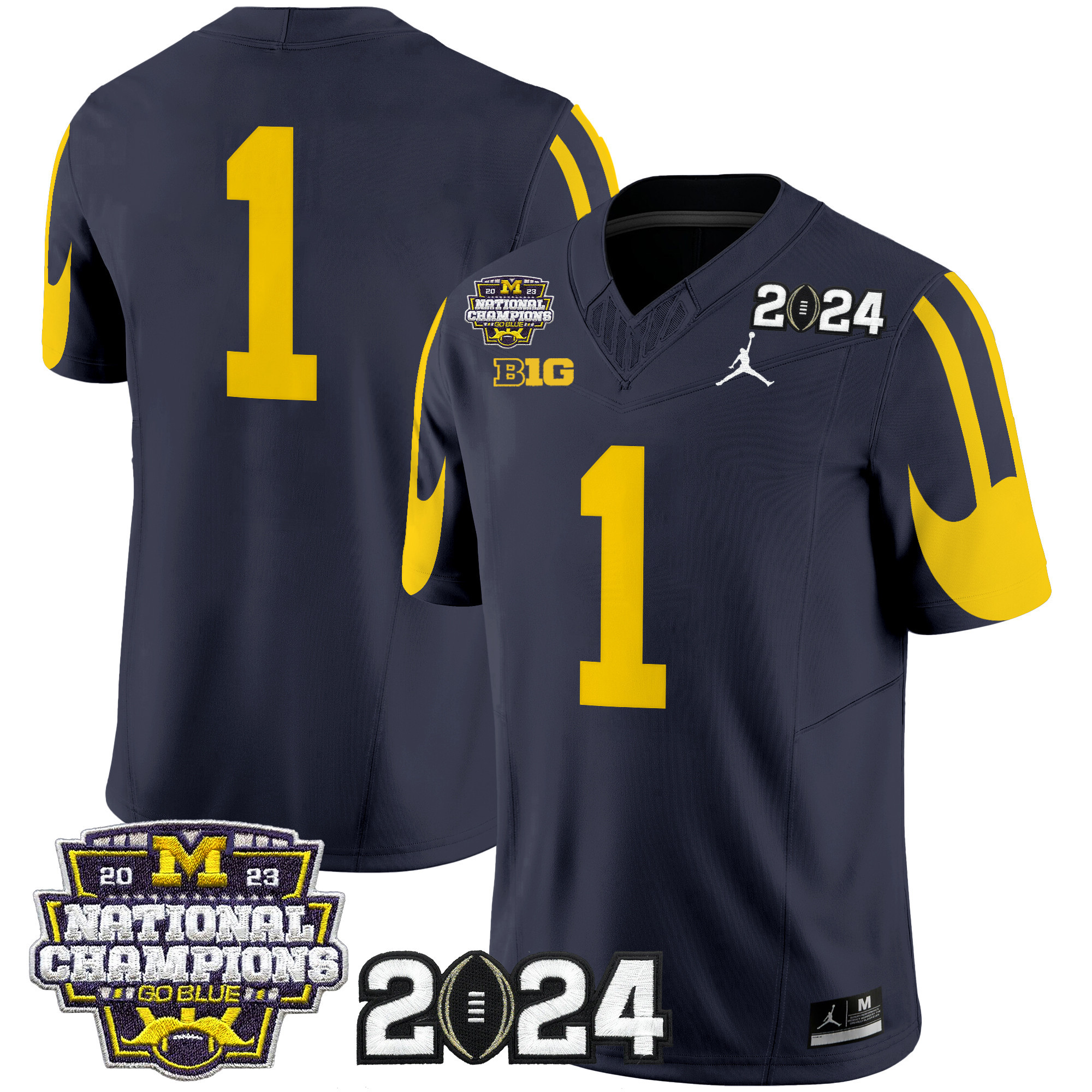 Men's Michigan Wolverines 2024 CFP & National Champions Patch Vapor Limited Jersey - All Stitched