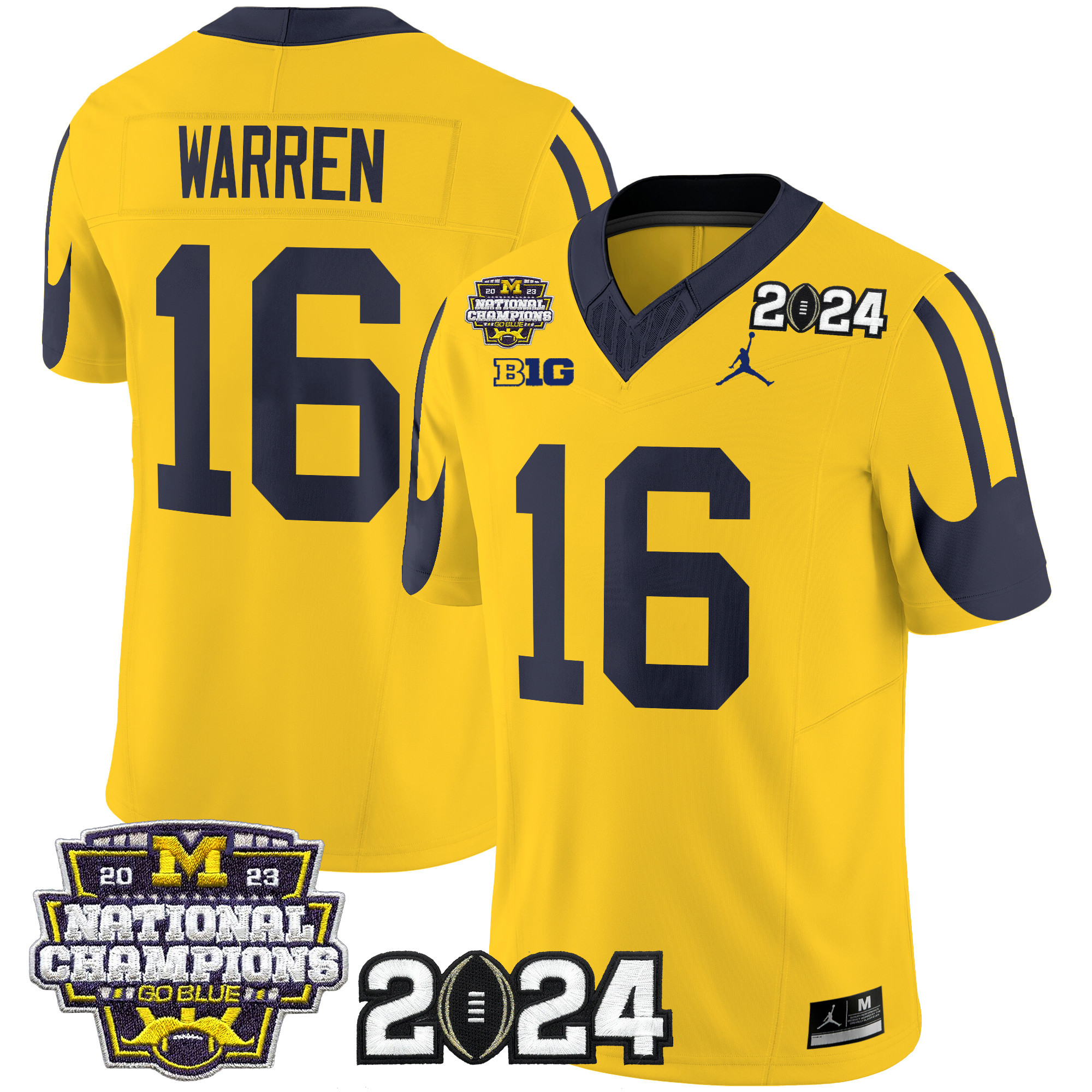 Men's Michigan Wolverines 2024 CFP & National Champions Patch Vapor Limited Jersey - All Stitched