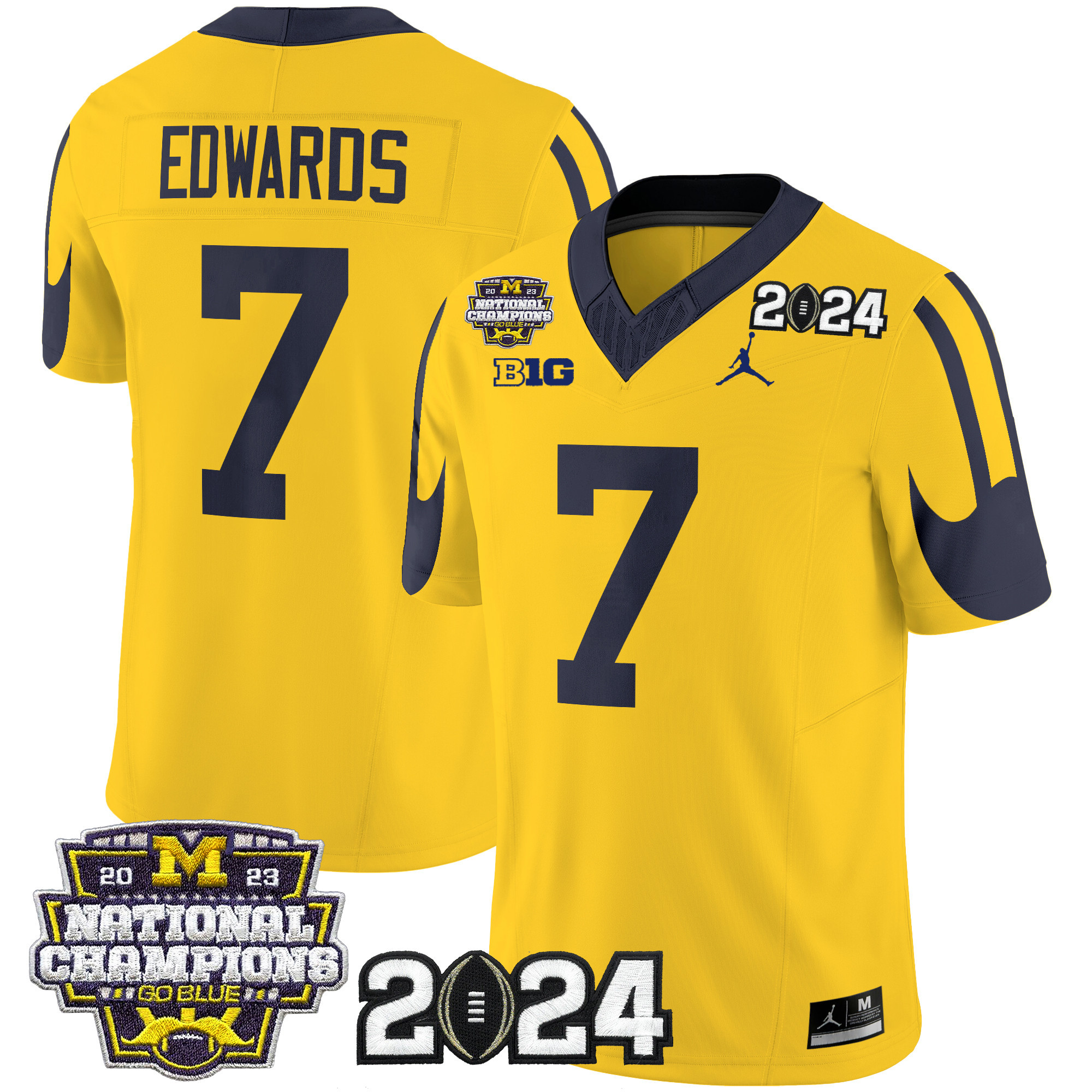 Men's Michigan Wolverines 2024 CFP & National Champions Patch Vapor Limited Jersey - All Stitched