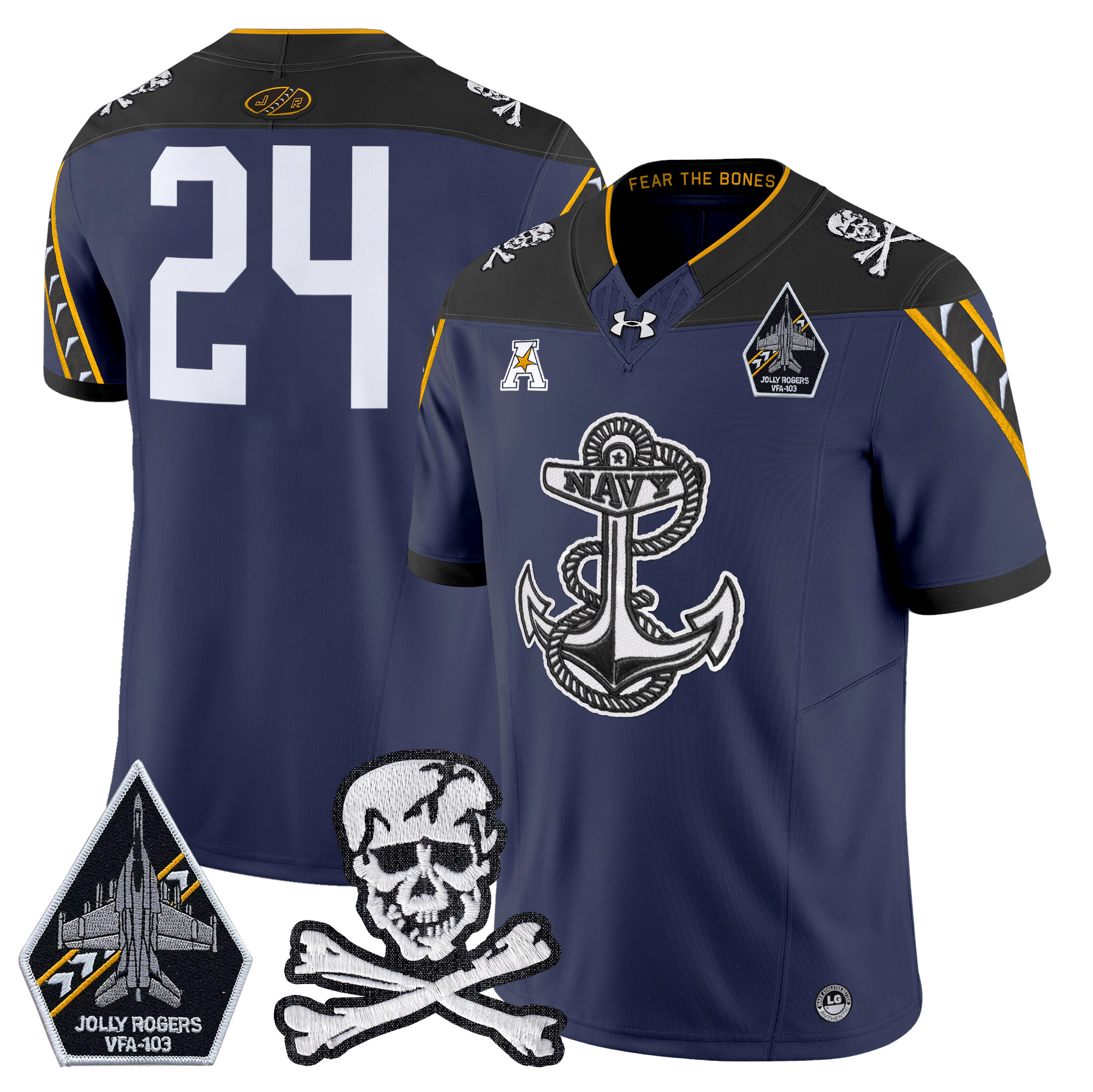 Men's Navy Midshipmen 2024 Vapor Limited Jersey V4 - All Stitched