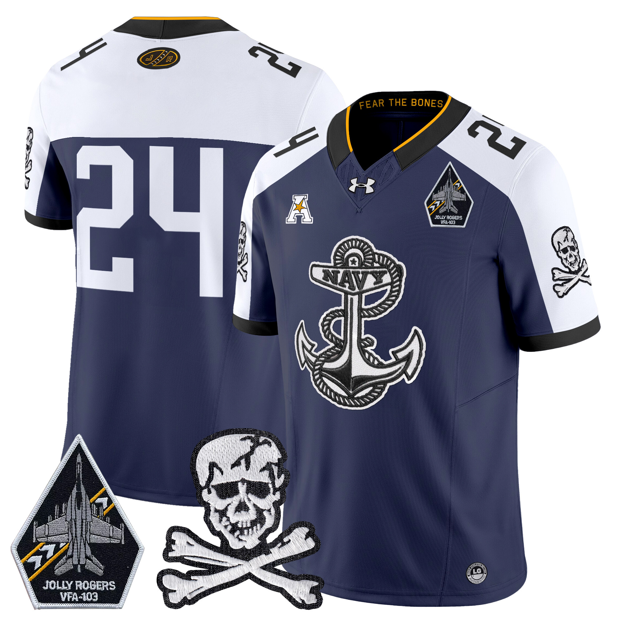 Men's Navy Midshipmen 2024 Vapor Limited Jersey V4 - All Stitched