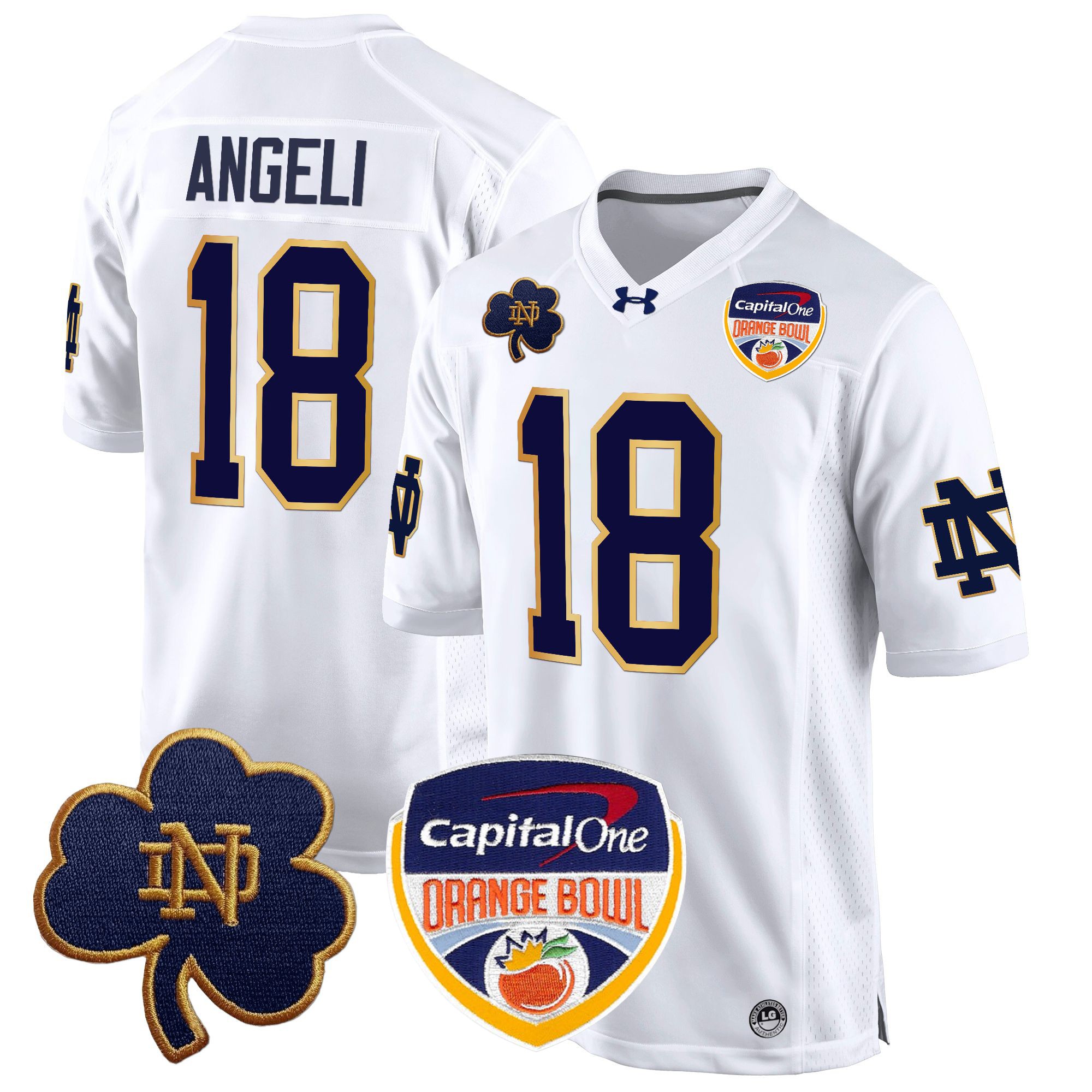 Men's Notre Dame Fighting Irish 2024 Orange Bowl Patch Game Jersey - All Stitched