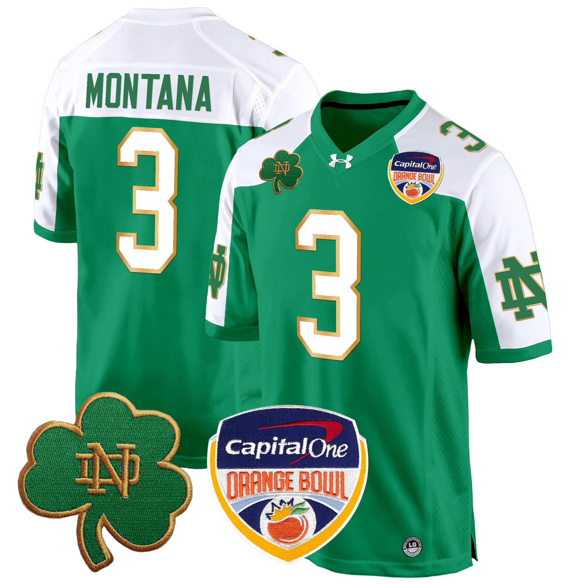 Men's Notre Dame Fighting Irish 2024 Orange Bowl Patch Game Jersey - All Stitched