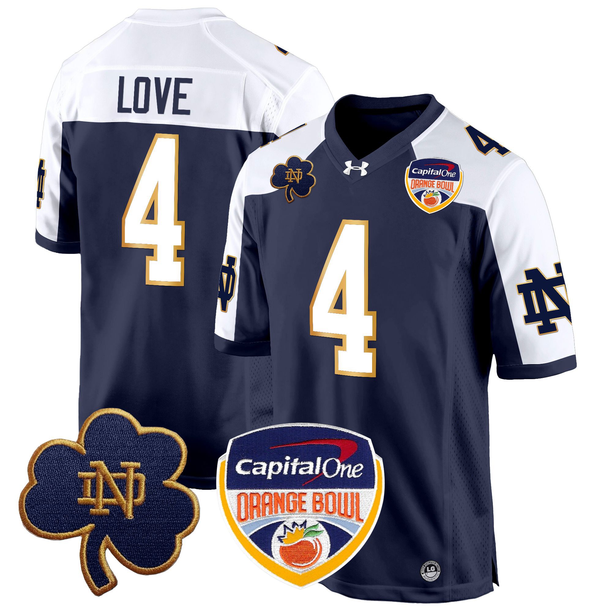 Men's Notre Dame Fighting Irish 2024 Orange Bowl Patch Game Jersey - All Stitched
