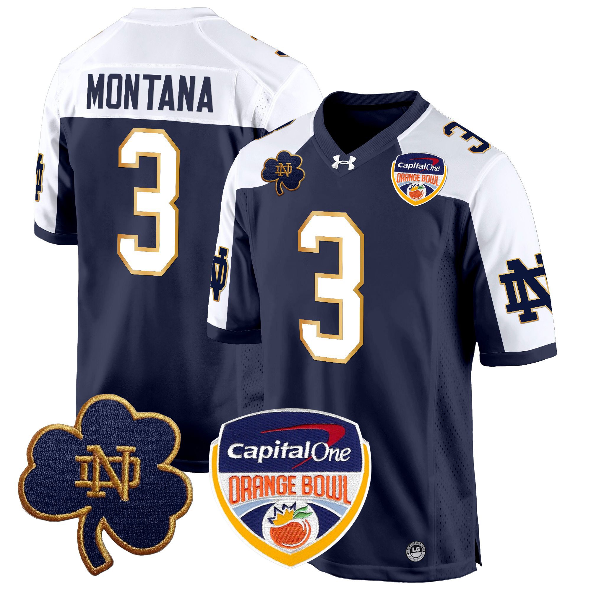 Men's Notre Dame Fighting Irish 2024 Orange Bowl Patch Game Jersey - All Stitched