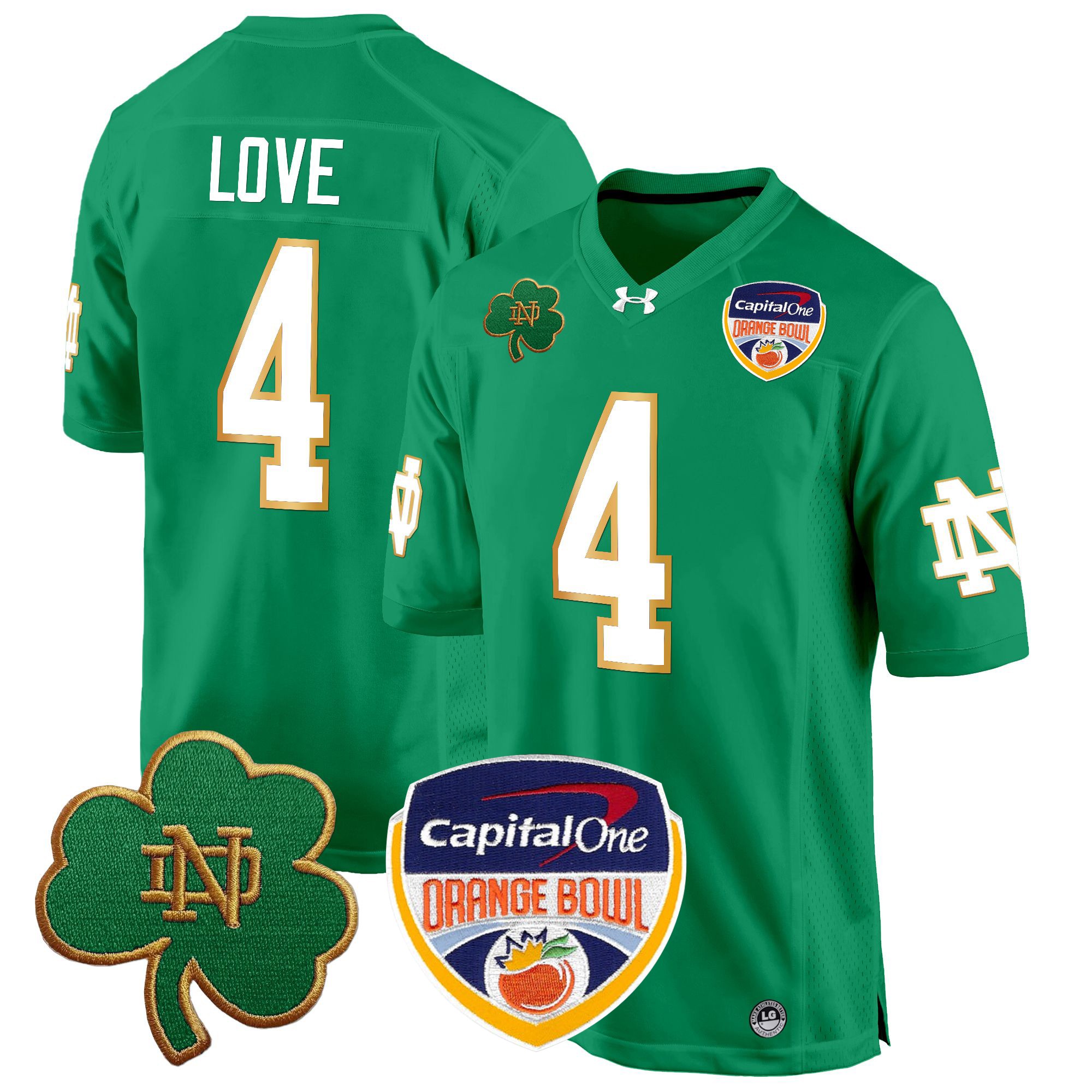 Men's Notre Dame Fighting Irish 2024 Orange Bowl Patch Game Jersey - All Stitched