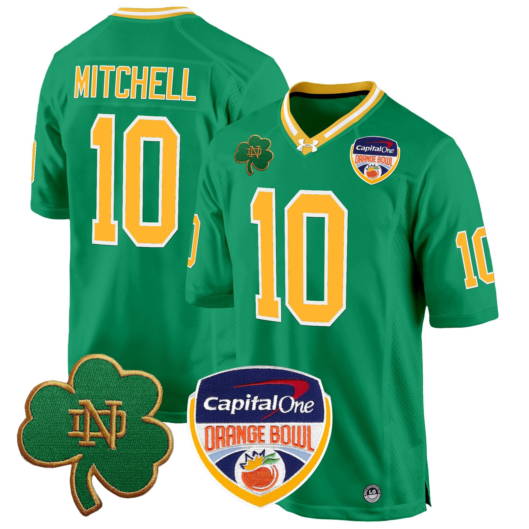 Men's Notre Dame Fighting Irish 2024 Orange Bowl Patch Game Jersey - All Stitched