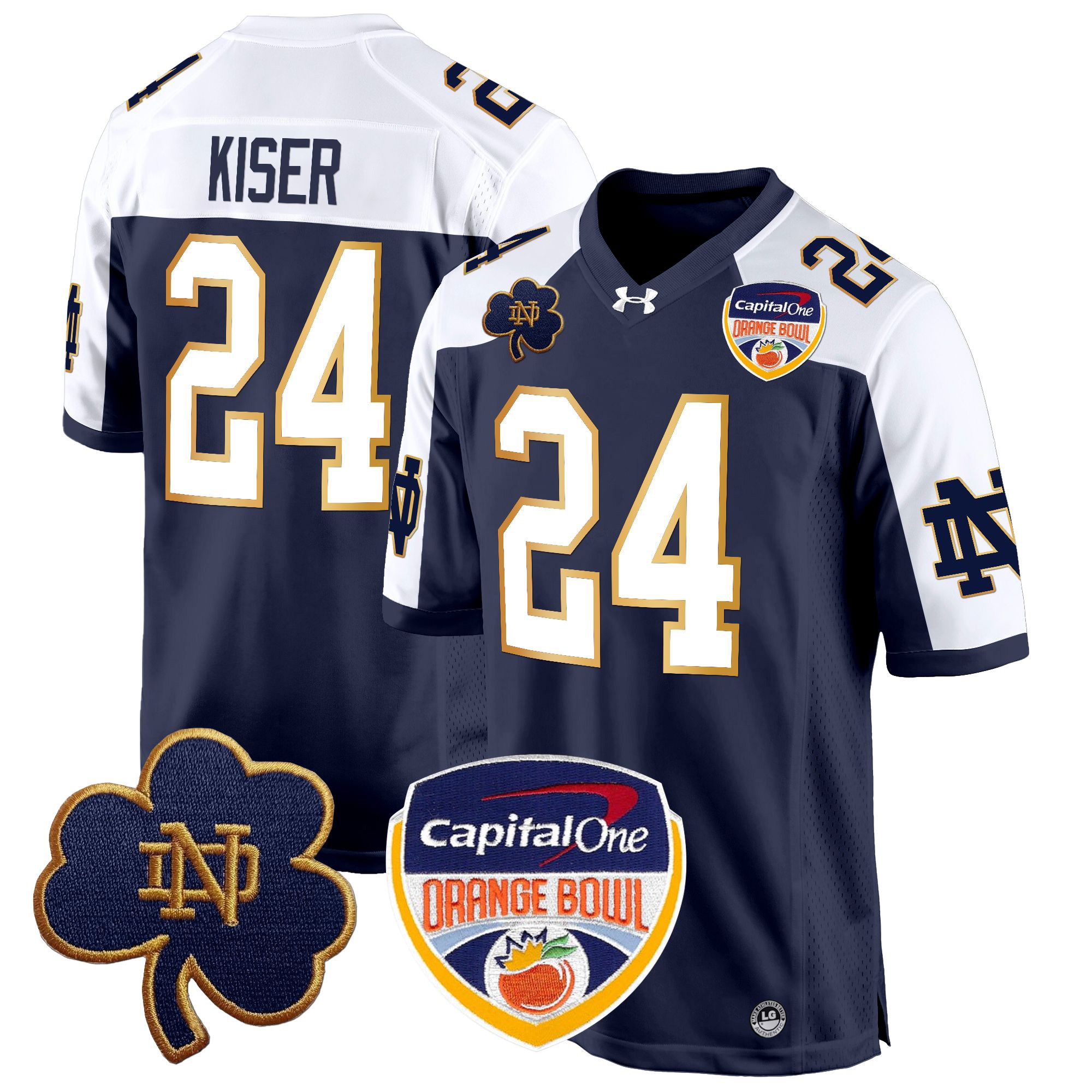 Men's Notre Dame Fighting Irish 2024 Orange Bowl Patch Game Jersey - All Stitched