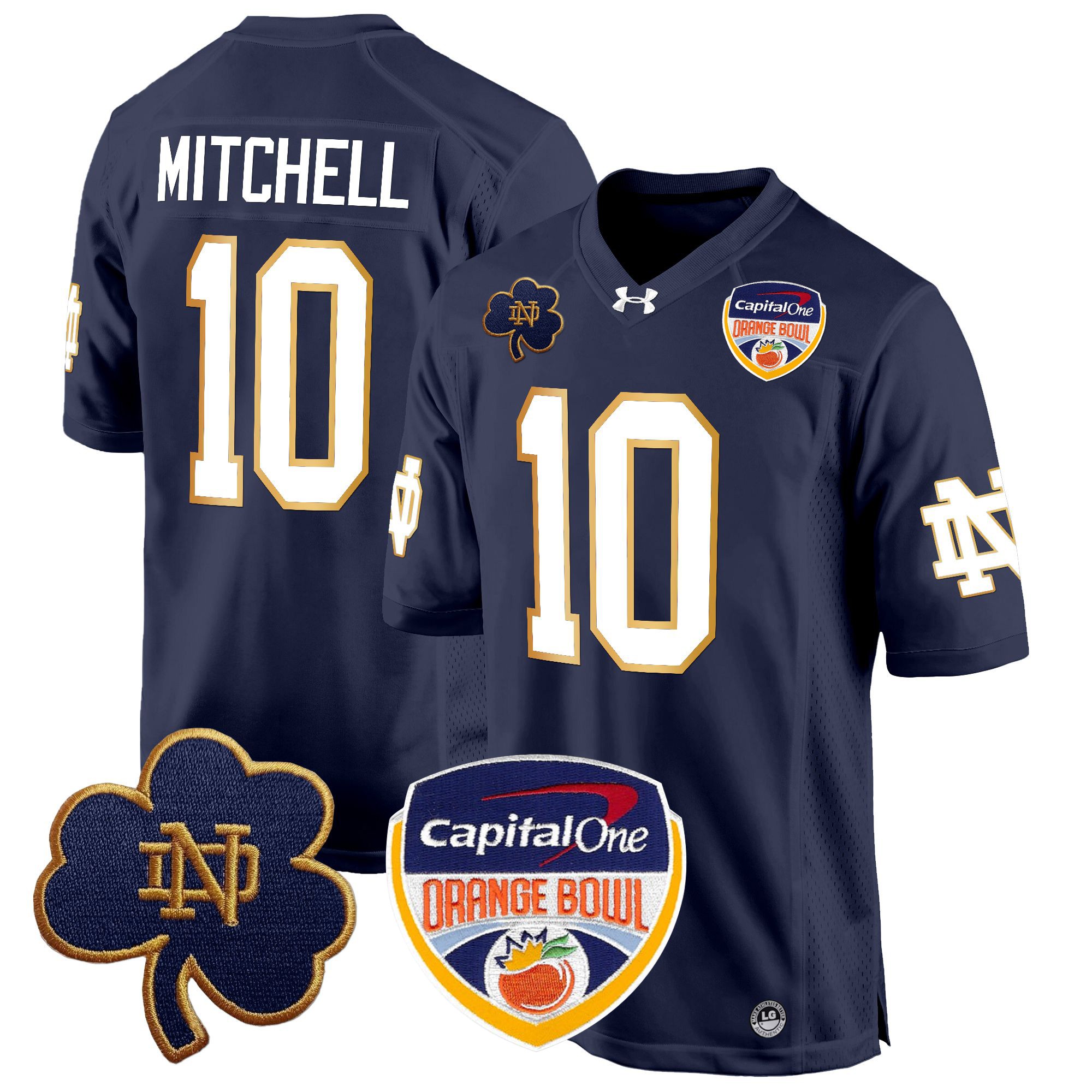 Men's Notre Dame Fighting Irish 2024 Orange Bowl Patch Game Jersey - All Stitched