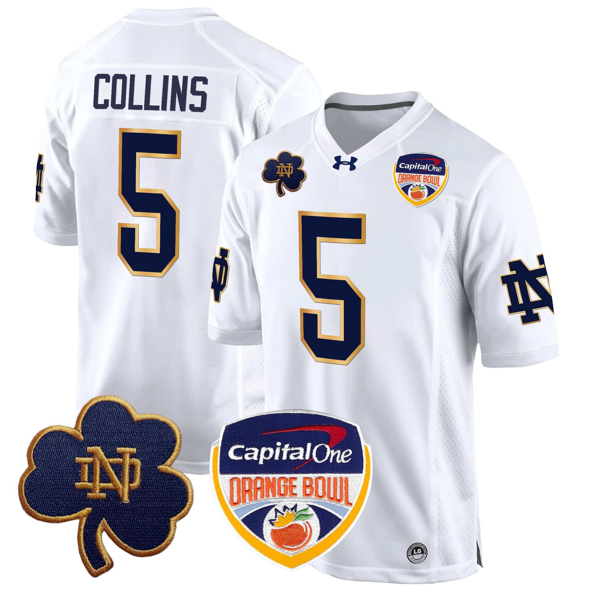 Men's Notre Dame Fighting Irish 2024 Orange Bowl Patch Game Jersey - All Stitched