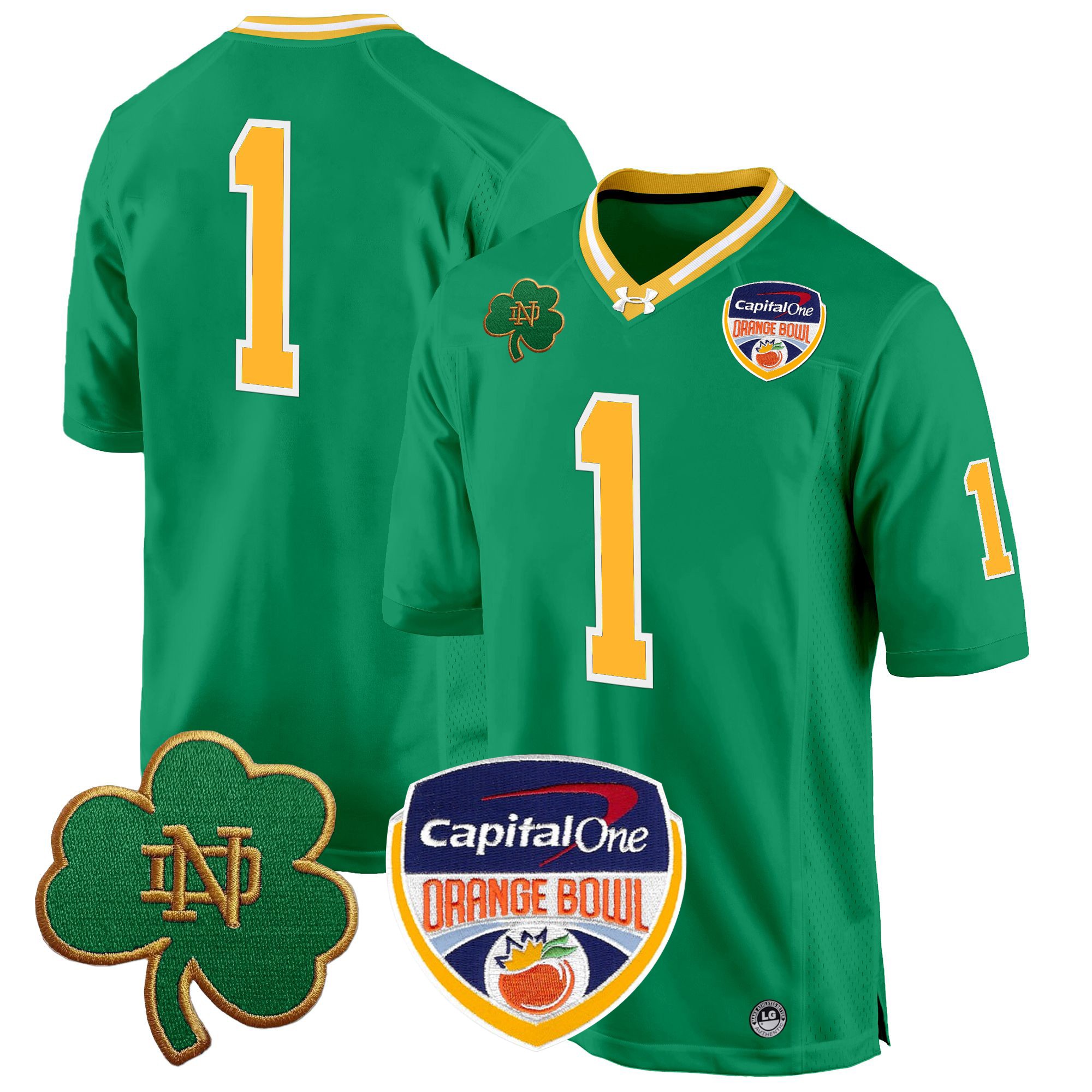 Men's Notre Dame Fighting Irish 2024 Orange Bowl Patch Game Jersey - All Stitched