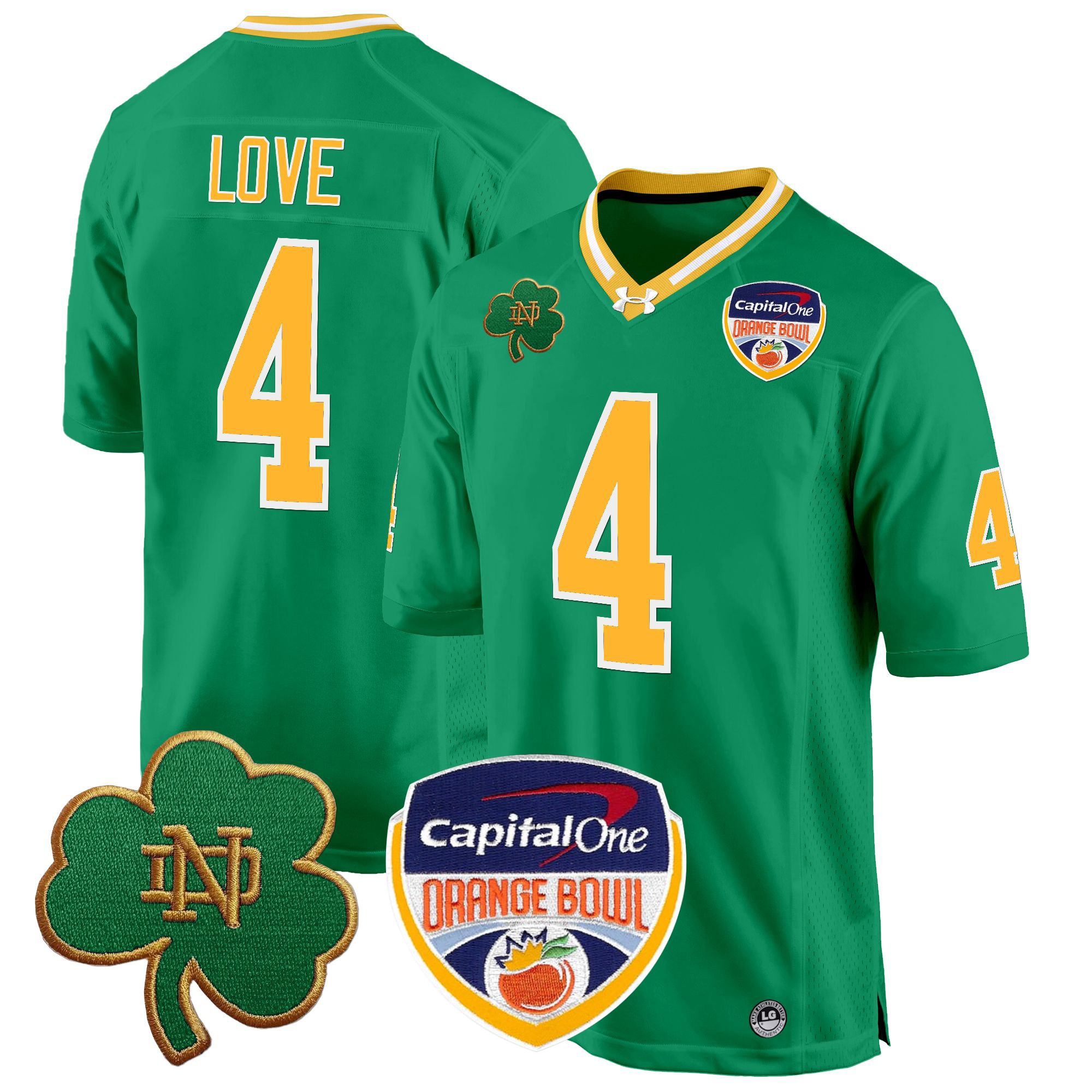 Men's Notre Dame Fighting Irish 2024 Orange Bowl Patch Game Jersey - All Stitched