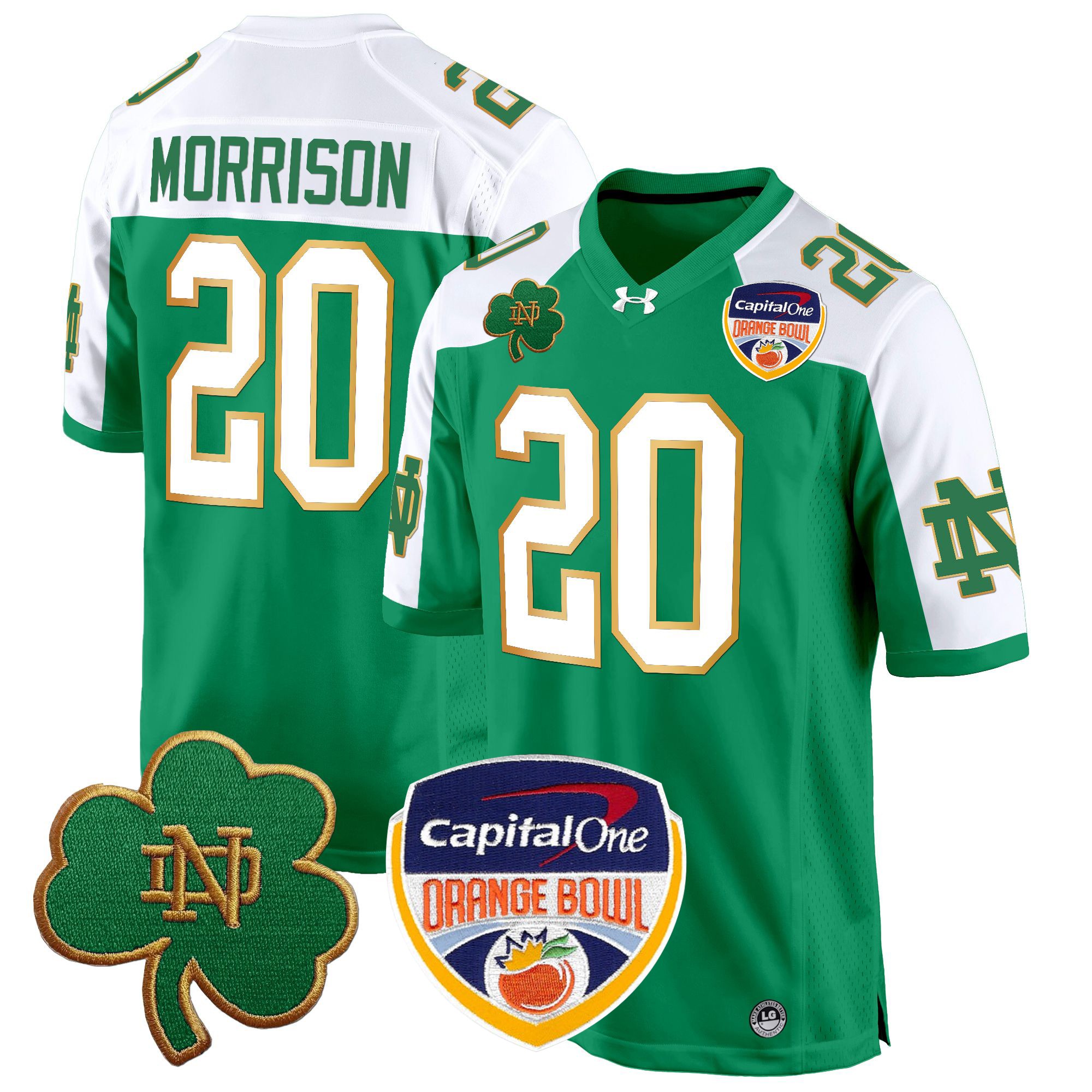Men's Notre Dame Fighting Irish 2024 Orange Bowl Patch Game Jersey - All Stitched