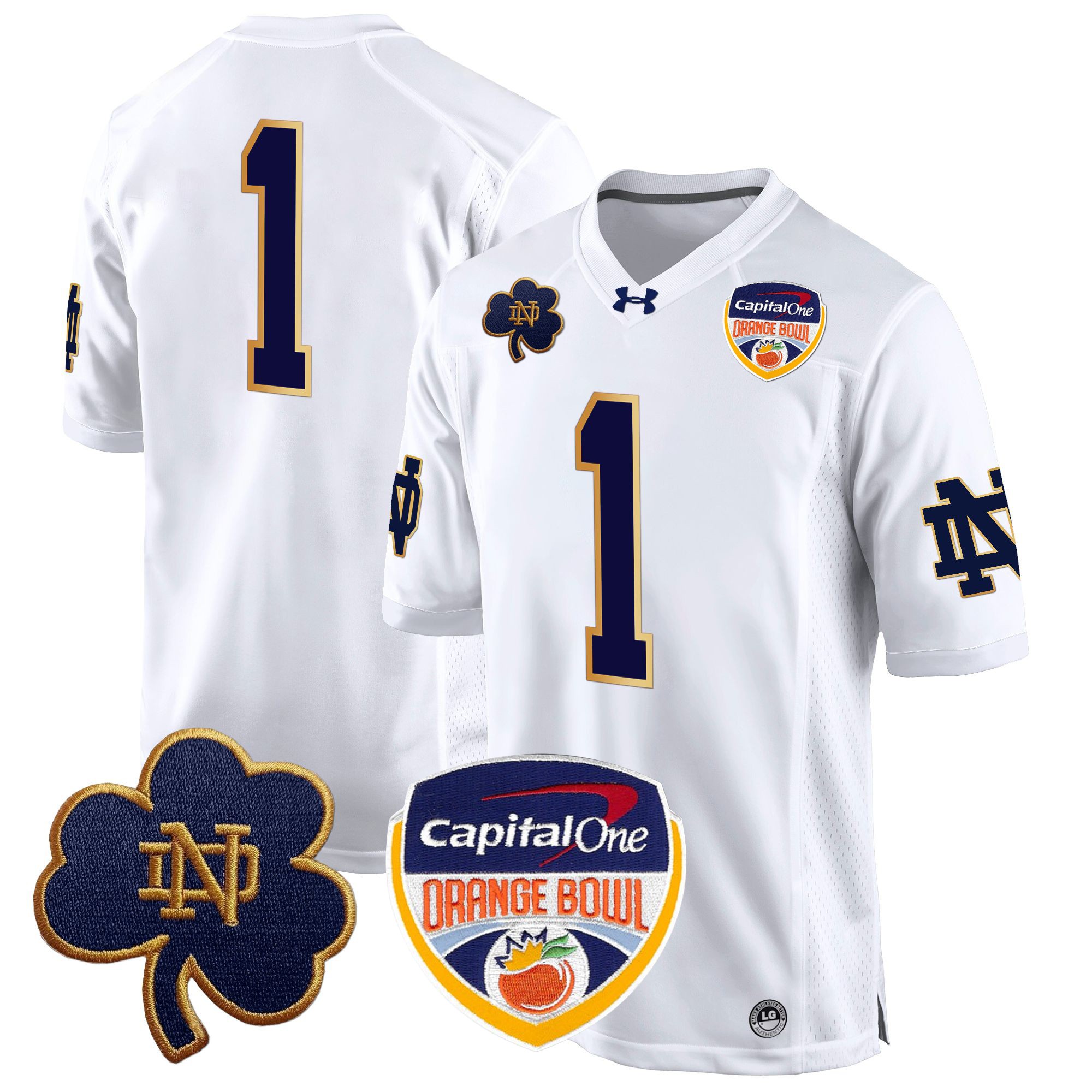 Men's Notre Dame Fighting Irish 2024 Orange Bowl Patch Game Jersey - All Stitched
