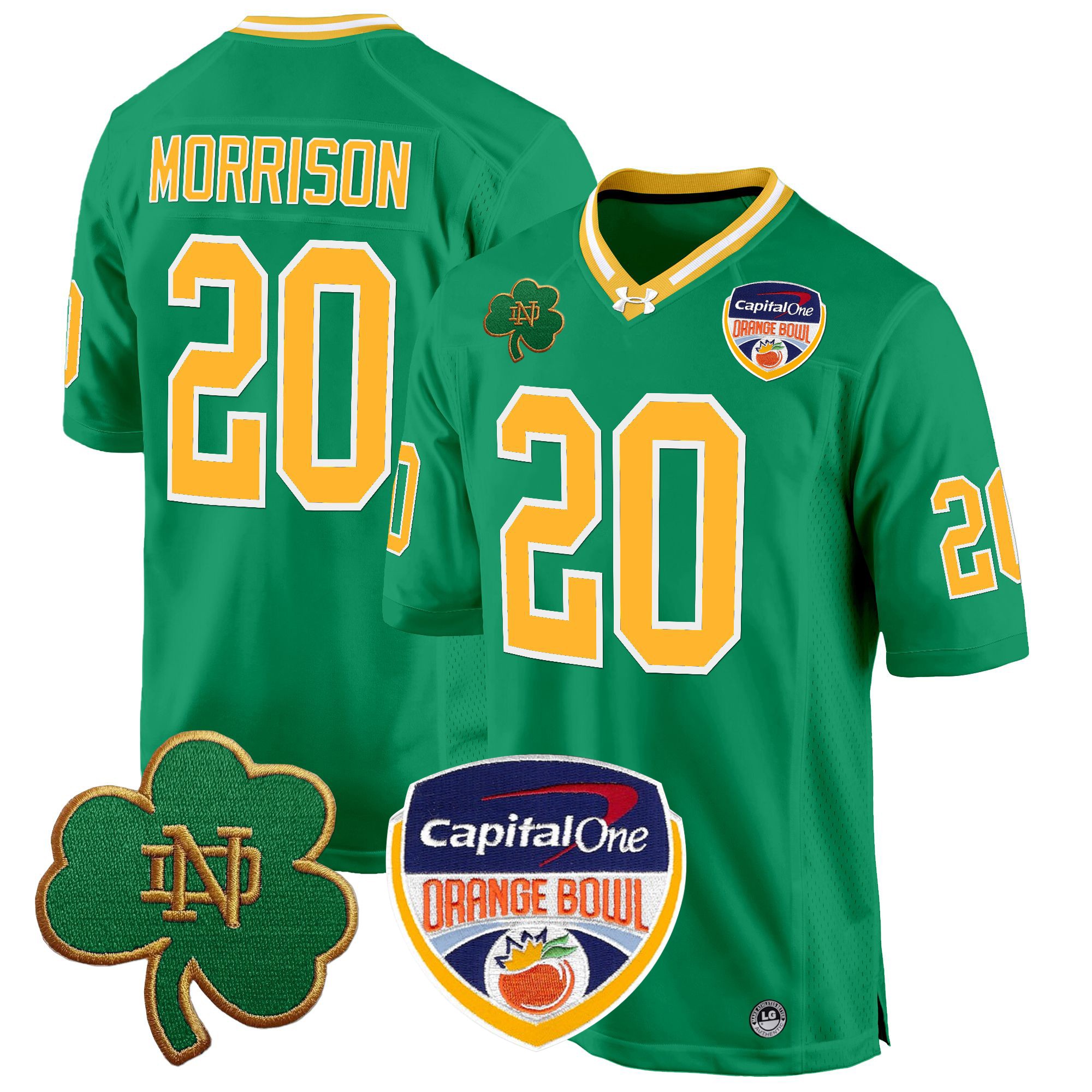 Men's Notre Dame Fighting Irish 2024 Orange Bowl Patch Game Jersey - All Stitched