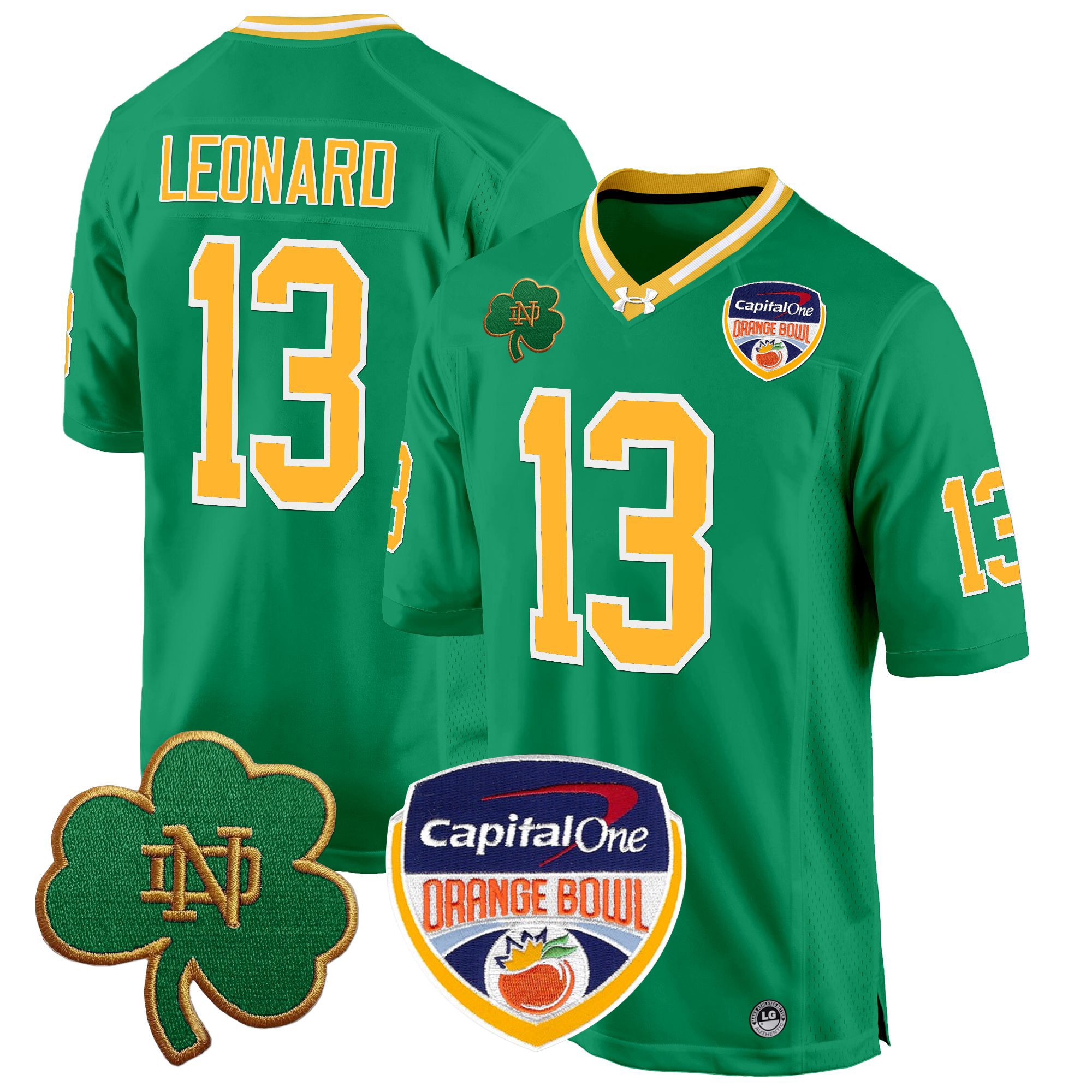 Men's Notre Dame Fighting Irish 2024 Orange Bowl Patch Game Jersey - All Stitched