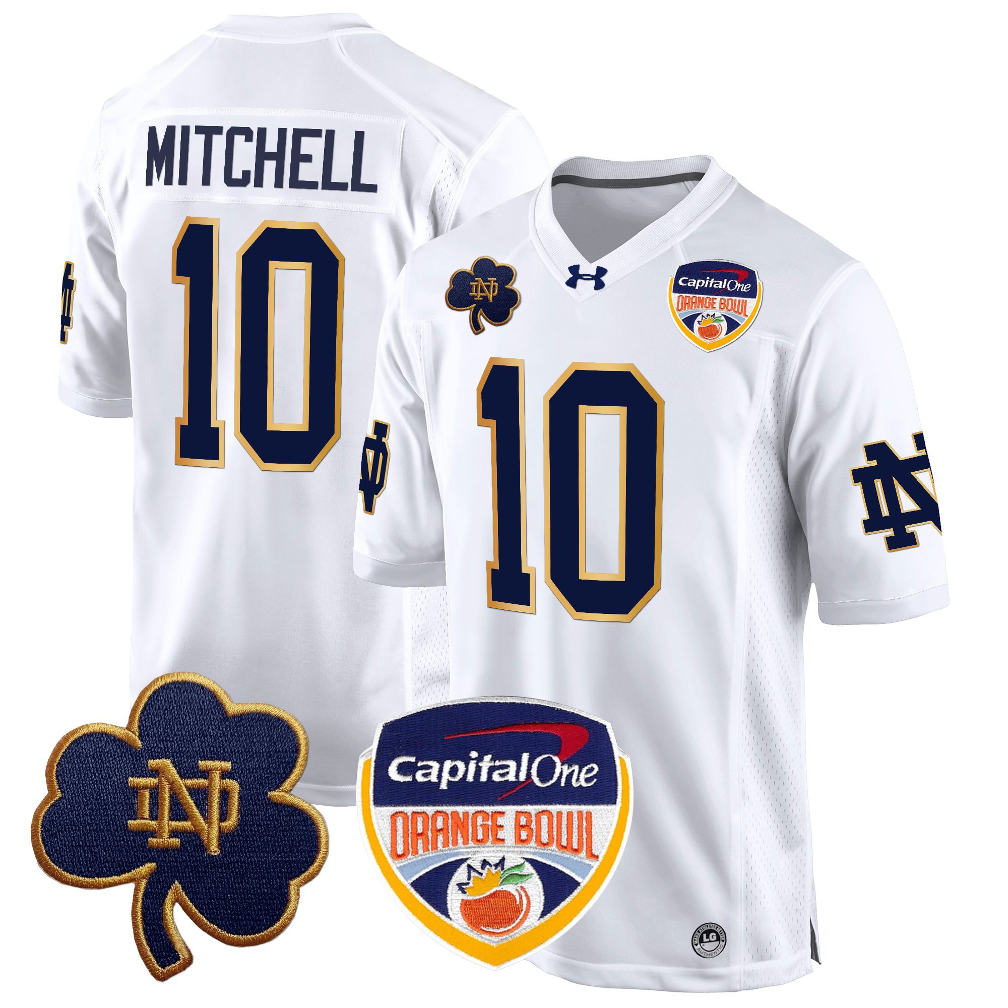 Men's Notre Dame Fighting Irish 2024 Orange Bowl Patch Game Jersey - All Stitched