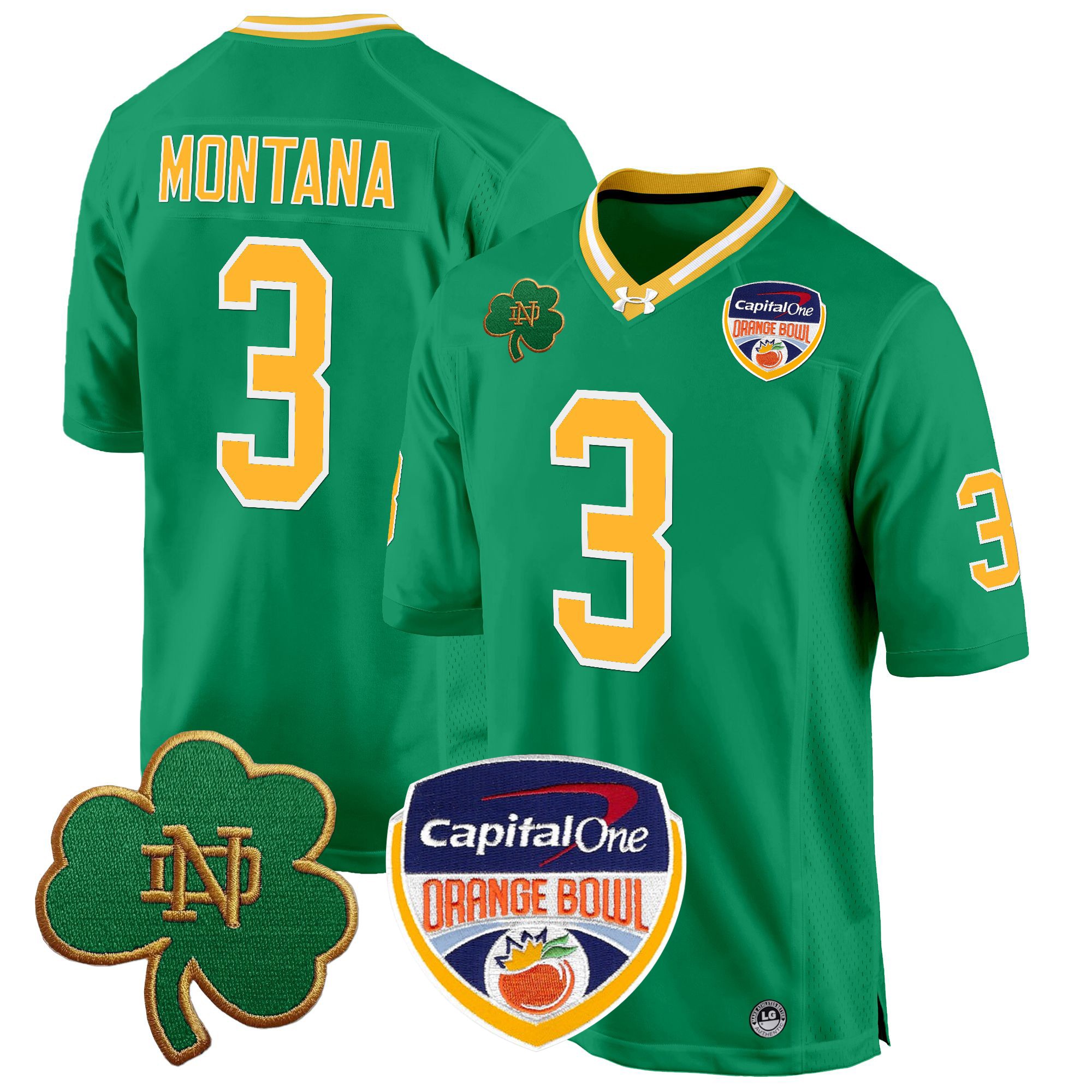 Men's Notre Dame Fighting Irish 2024 Orange Bowl Patch Game Jersey - All Stitched