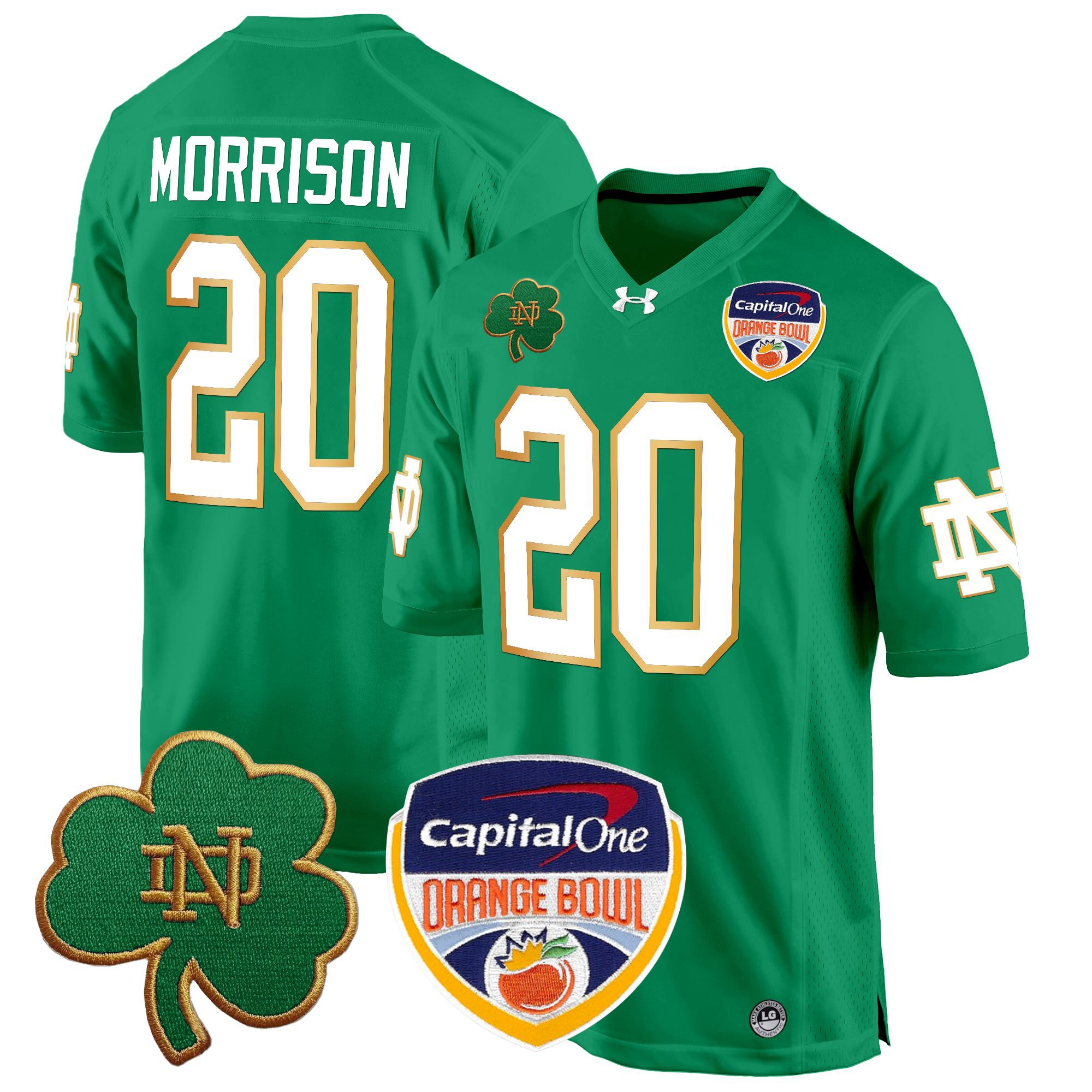 Men's Notre Dame Fighting Irish 2024 Orange Bowl Patch Game Jersey - All Stitched