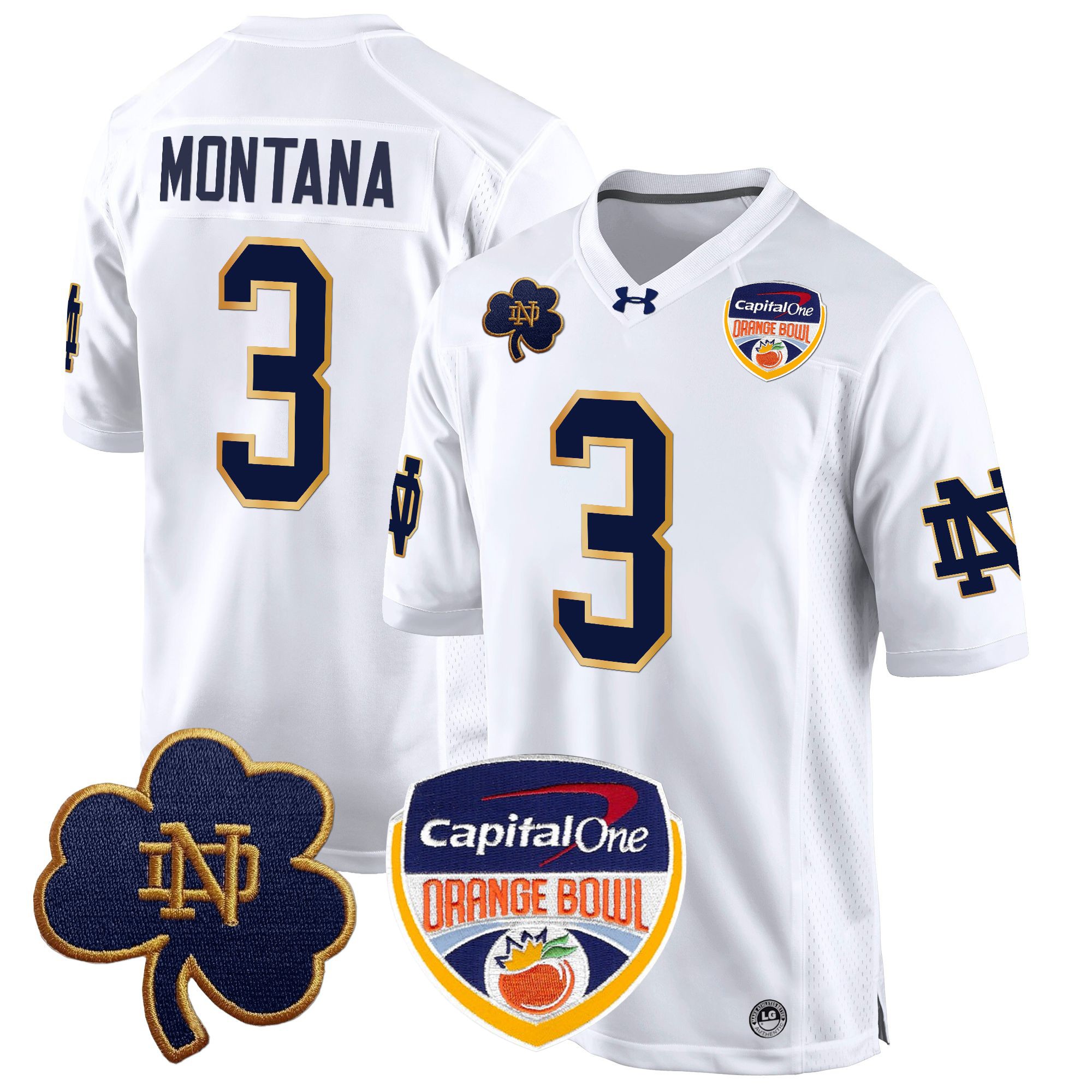 Men's Notre Dame Fighting Irish 2024 Orange Bowl Patch Game Jersey - All Stitched