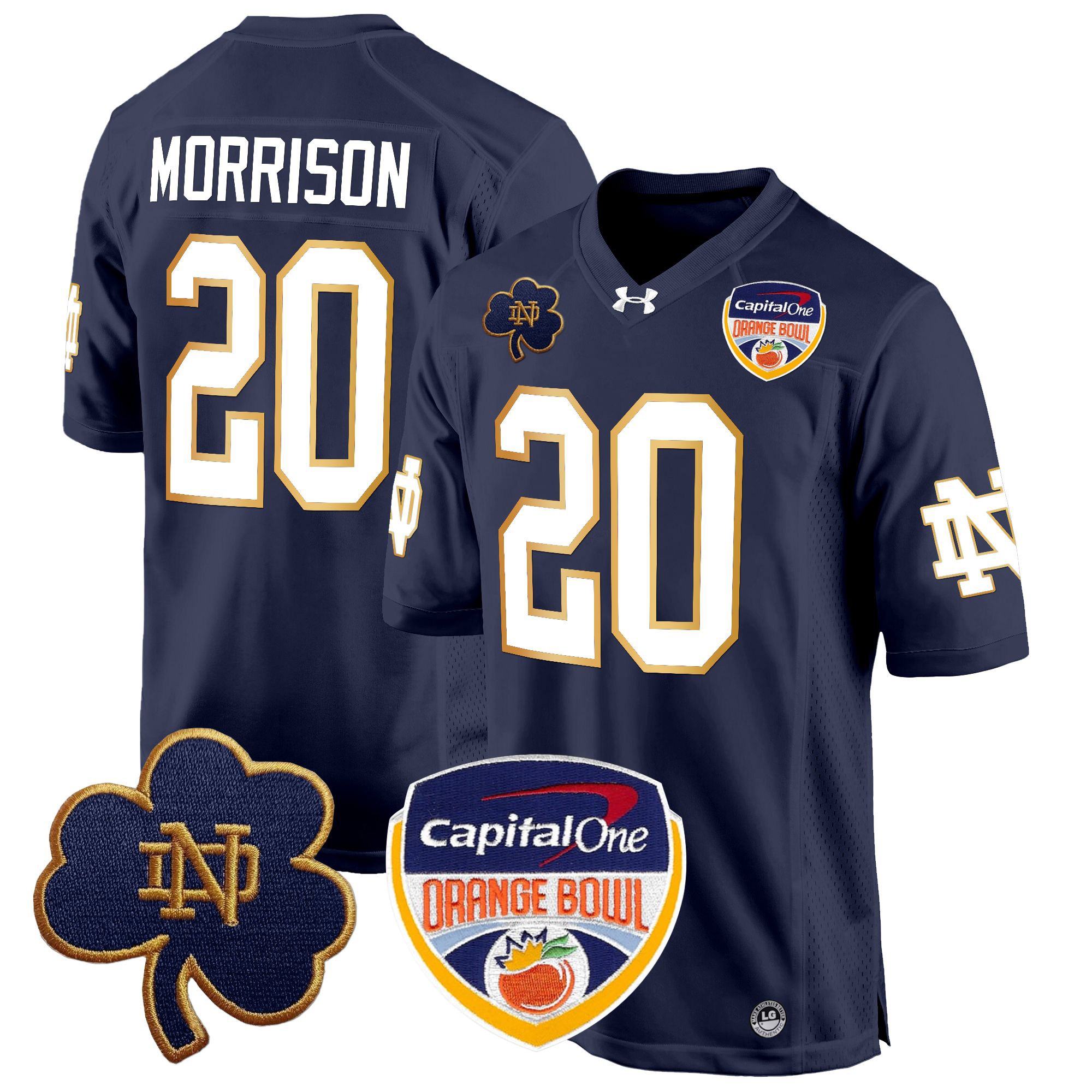 Men's Notre Dame Fighting Irish 2024 Orange Bowl Patch Game Jersey - All Stitched