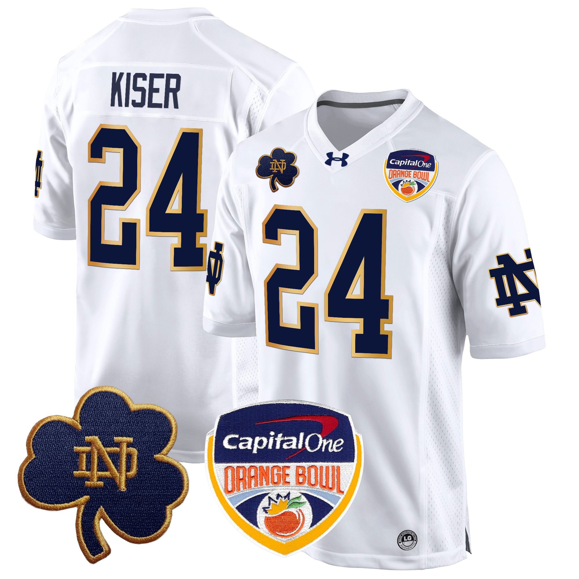 Men's Notre Dame Fighting Irish 2024 Orange Bowl Patch Game Jersey - All Stitched