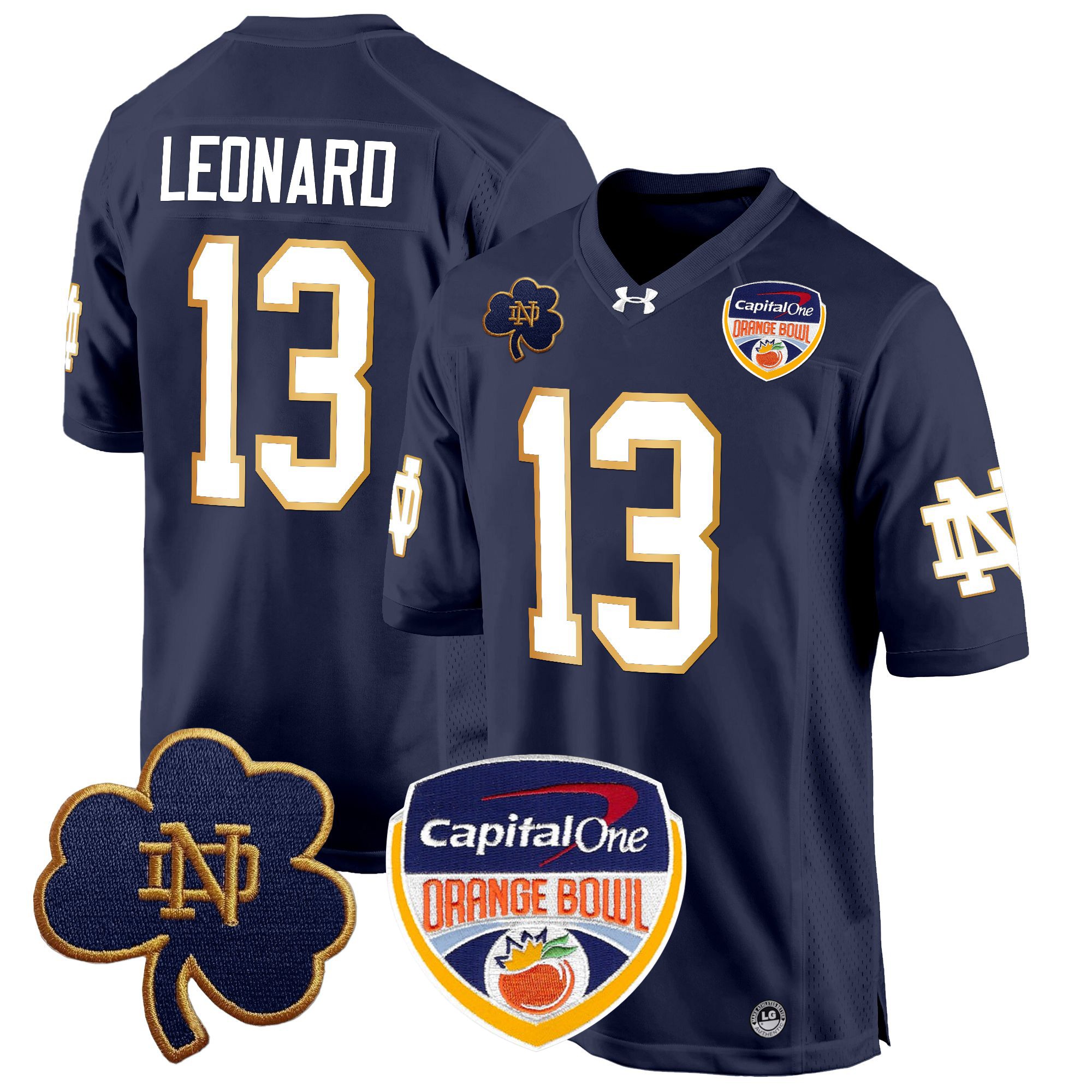 Men's Notre Dame Fighting Irish 2024 Orange Bowl Patch Game Jersey - All Stitched