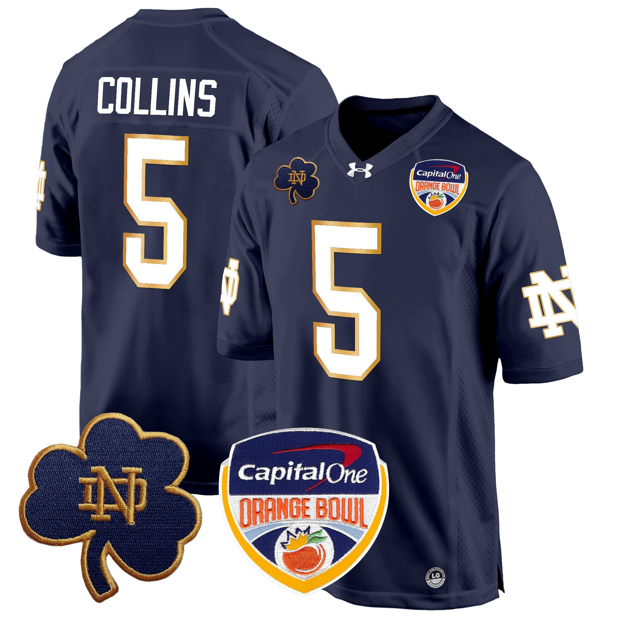 Men's Notre Dame Fighting Irish 2024 Orange Bowl Patch Game Jersey - All Stitched