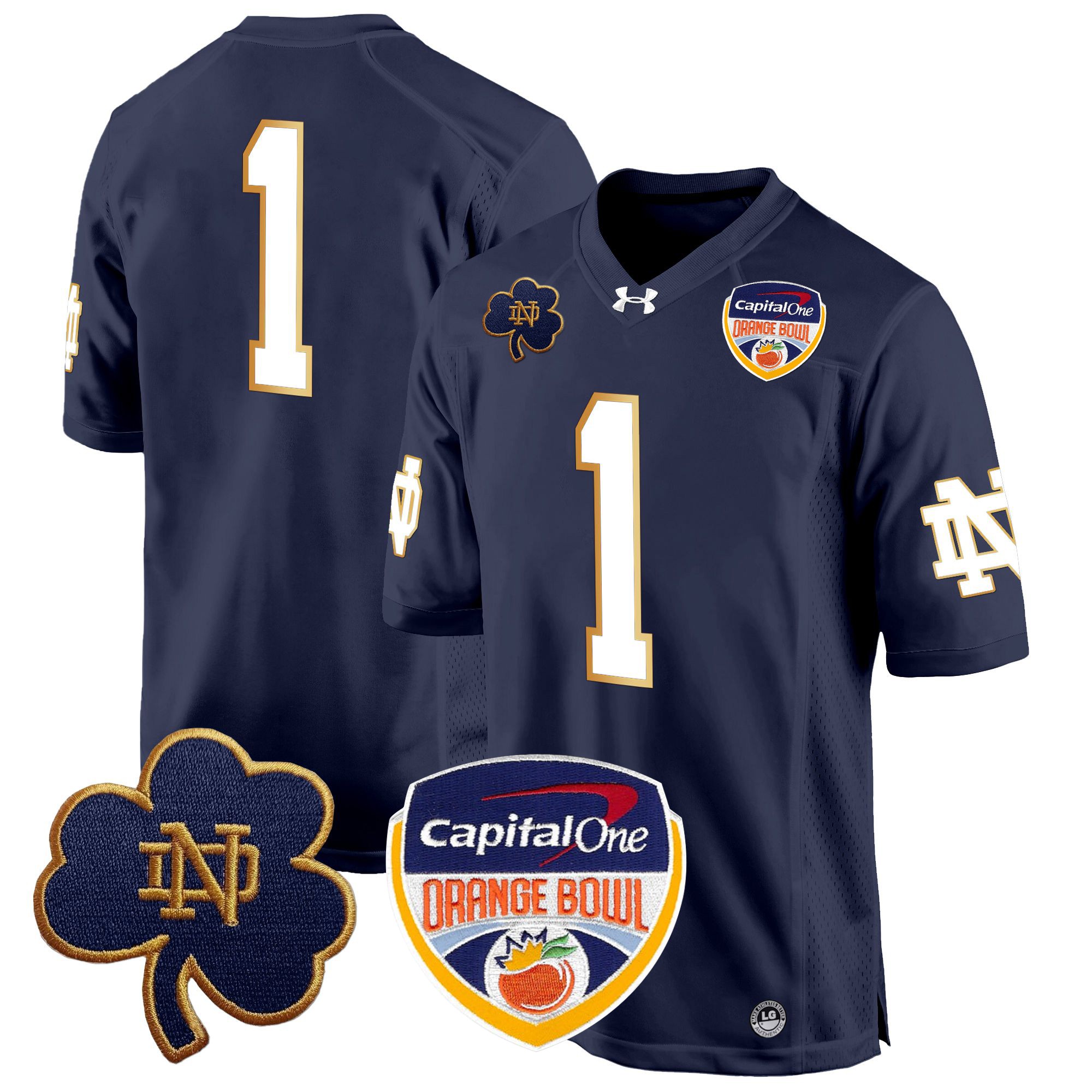 Men's Notre Dame Fighting Irish 2024 Orange Bowl Patch Game Jersey - All Stitched