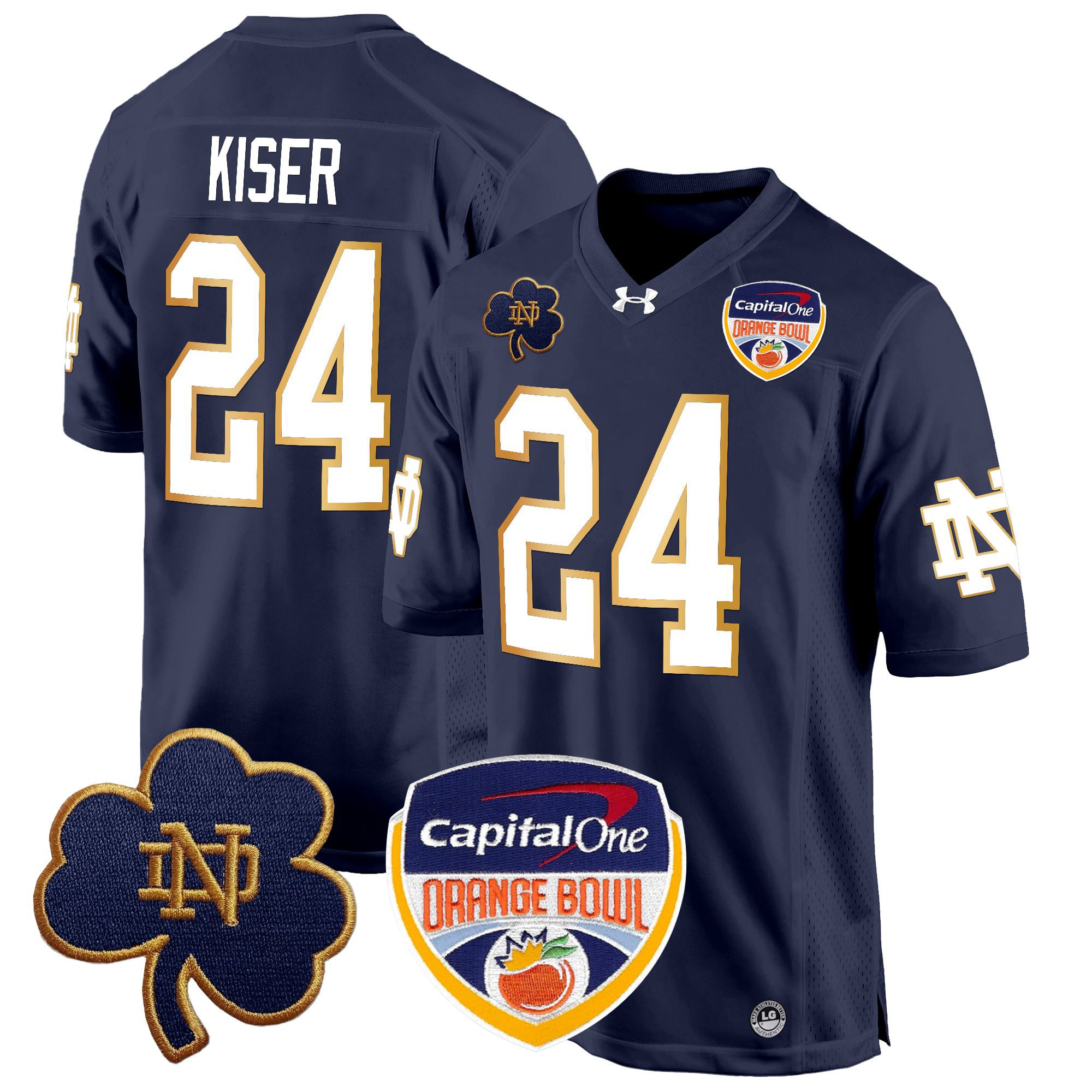 Men's Notre Dame Fighting Irish 2024 Orange Bowl Patch Game Jersey - All Stitched