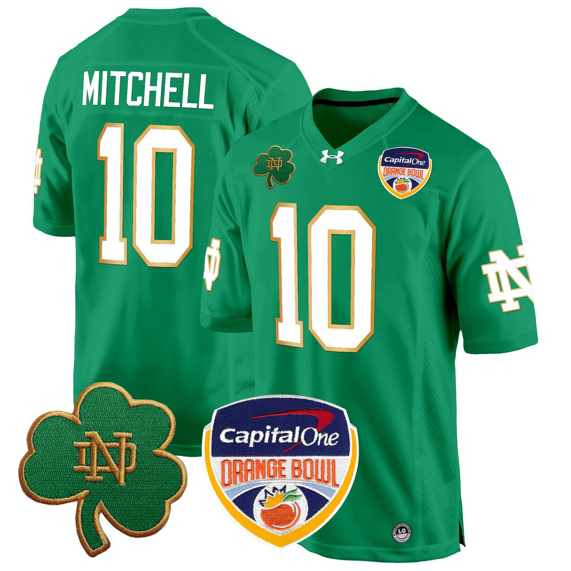 Men's Notre Dame Fighting Irish 2024 Orange Bowl Patch Game Jersey - All Stitched