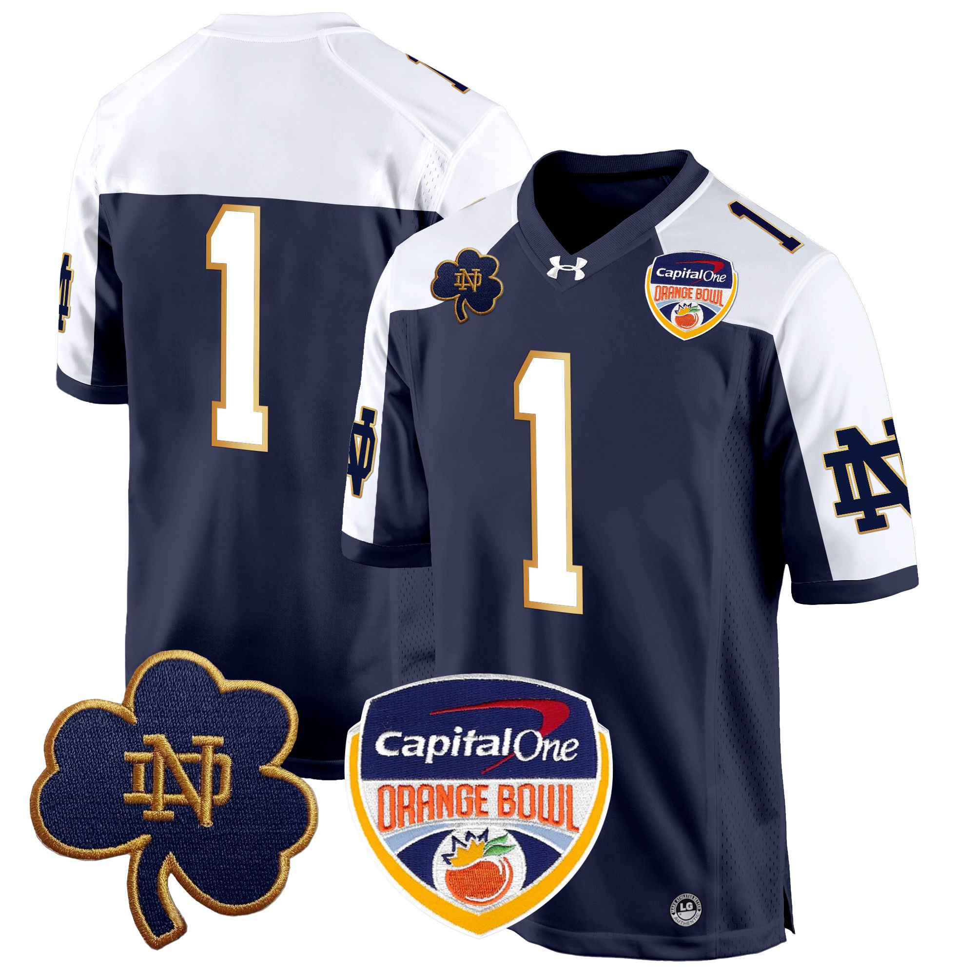 Men's Notre Dame Fighting Irish 2024 Orange Bowl Patch Game Jersey - All Stitched