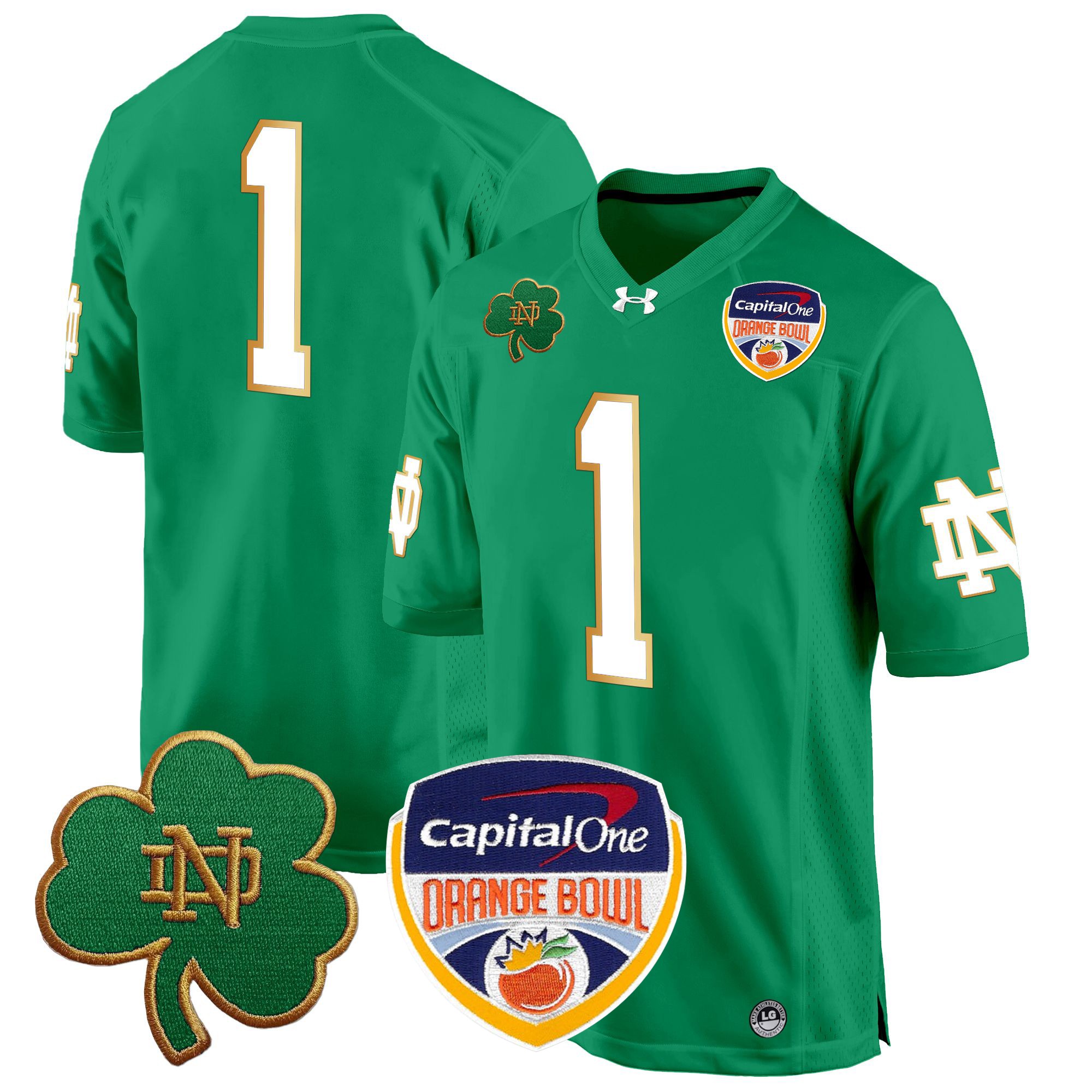 Men's Notre Dame Fighting Irish 2024 Orange Bowl Patch Game Jersey - All Stitched