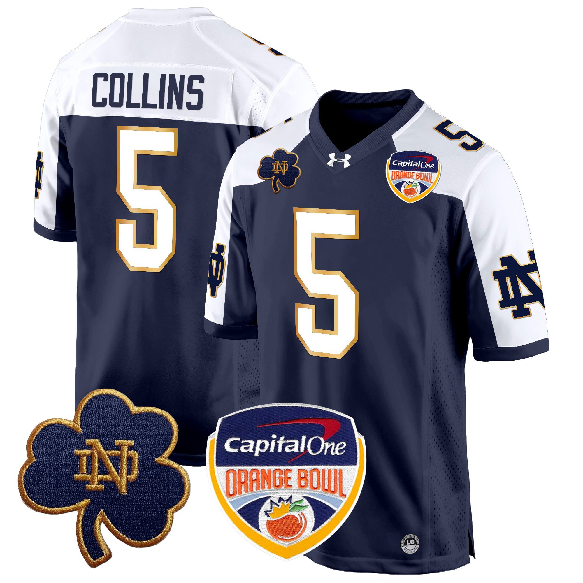 Men's Notre Dame Fighting Irish 2024 Orange Bowl Patch Game Jersey - All Stitched