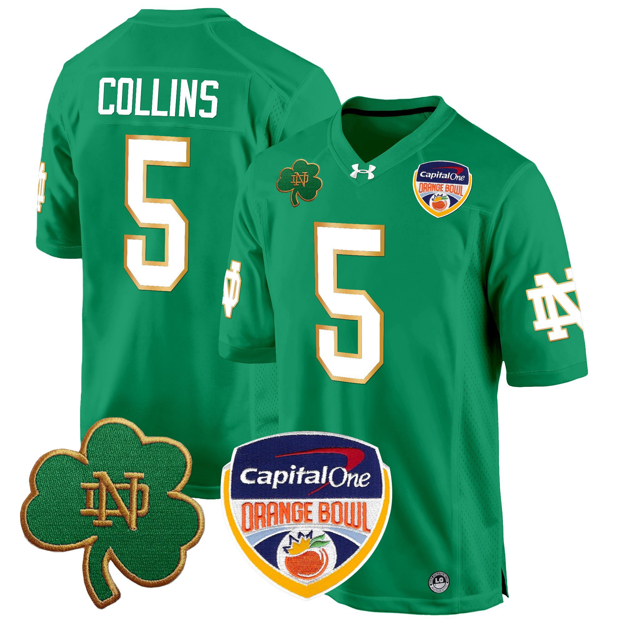 Men's Notre Dame Fighting Irish 2024 Orange Bowl Patch Game Jersey - All Stitched