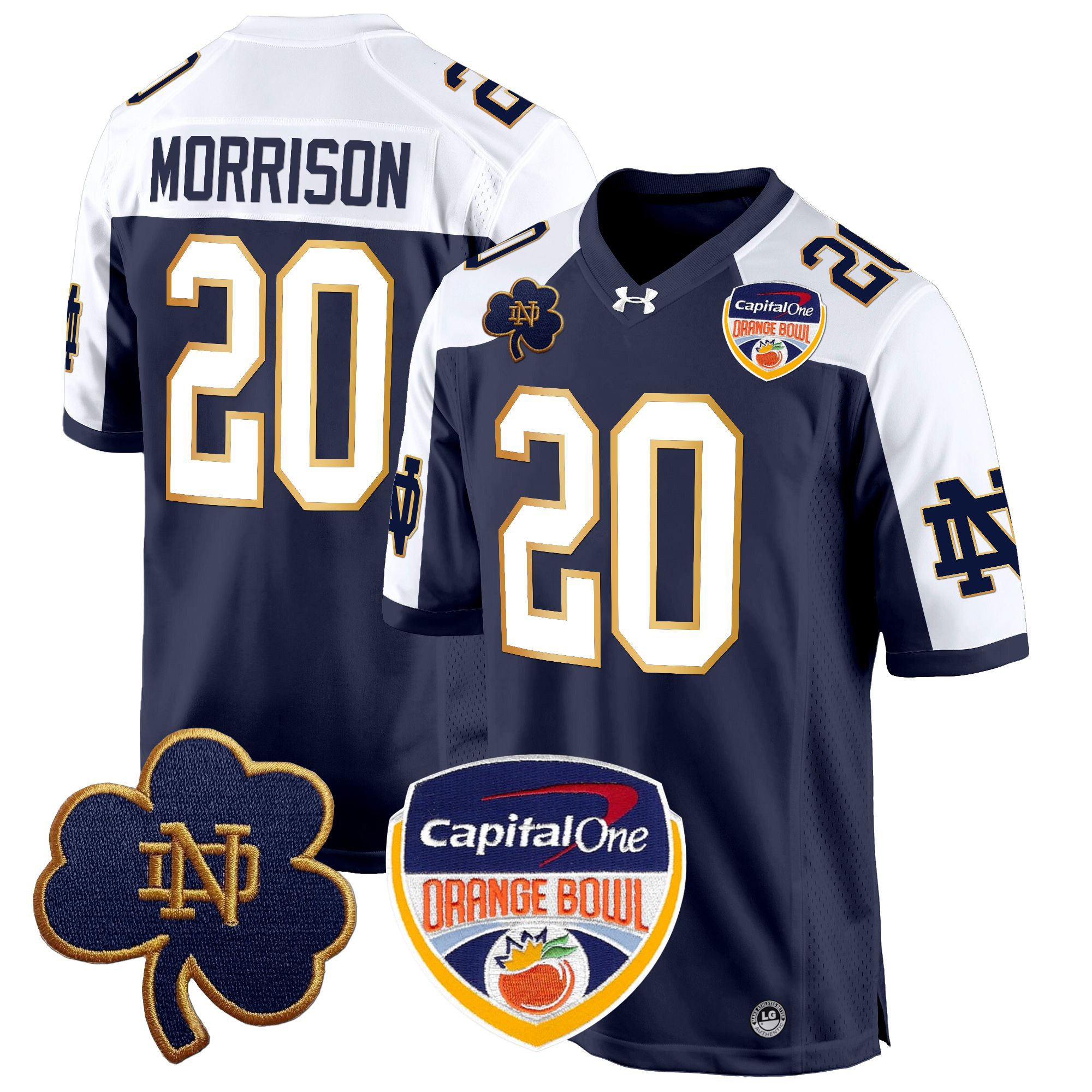 Men's Notre Dame Fighting Irish 2024 Orange Bowl Patch Game Jersey - All Stitched