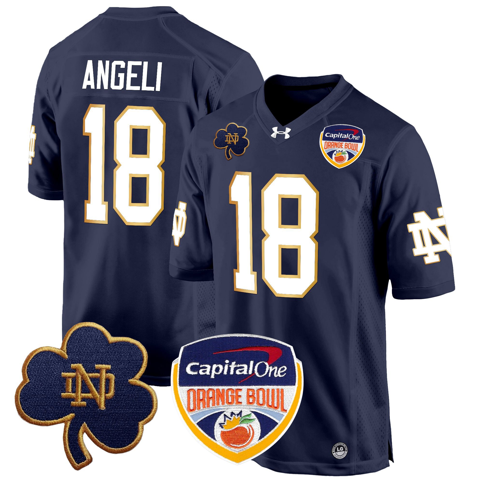 Men's Notre Dame Fighting Irish 2024 Orange Bowl Patch Game Jersey - All Stitched