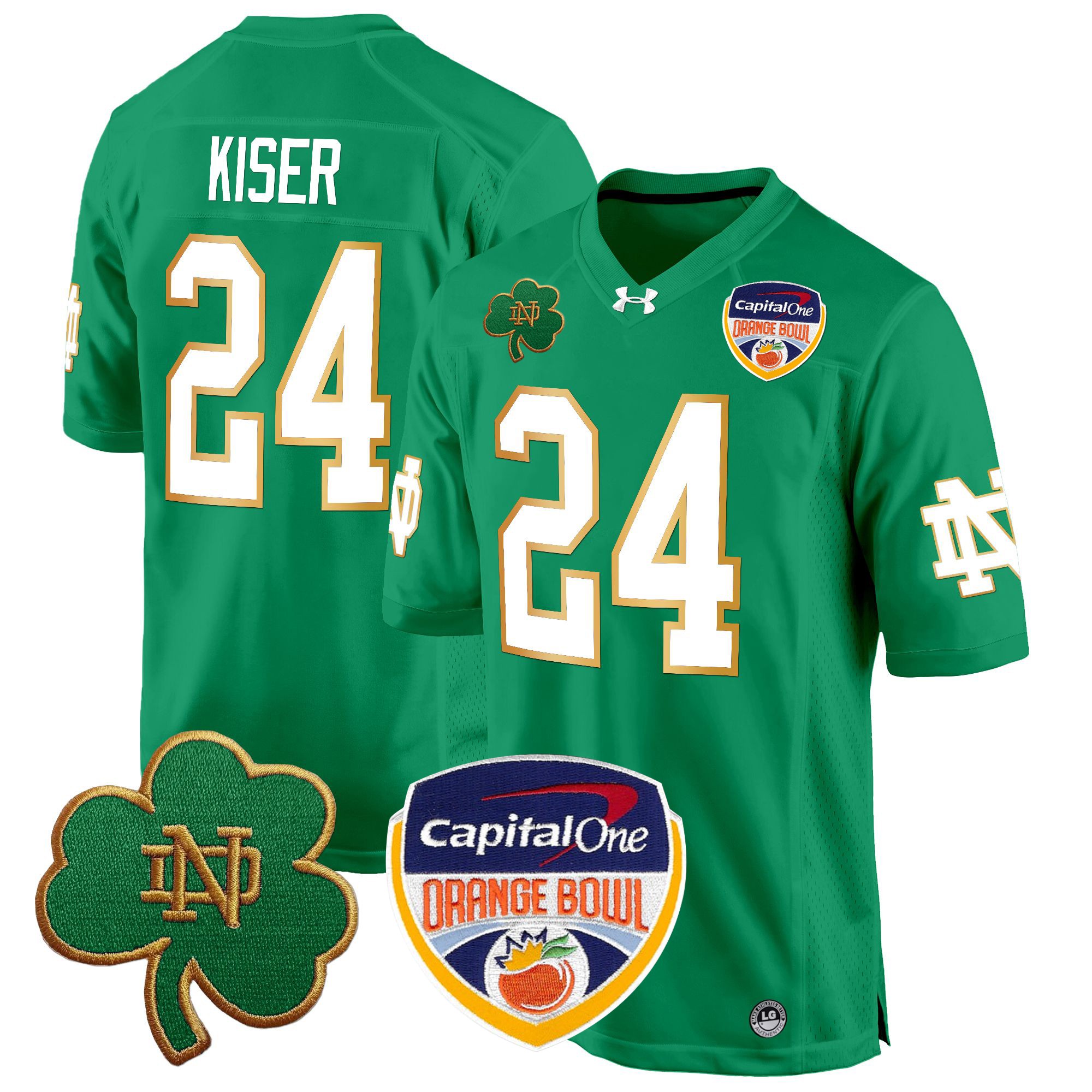 Men's Notre Dame Fighting Irish 2024 Orange Bowl Patch Game Jersey - All Stitched