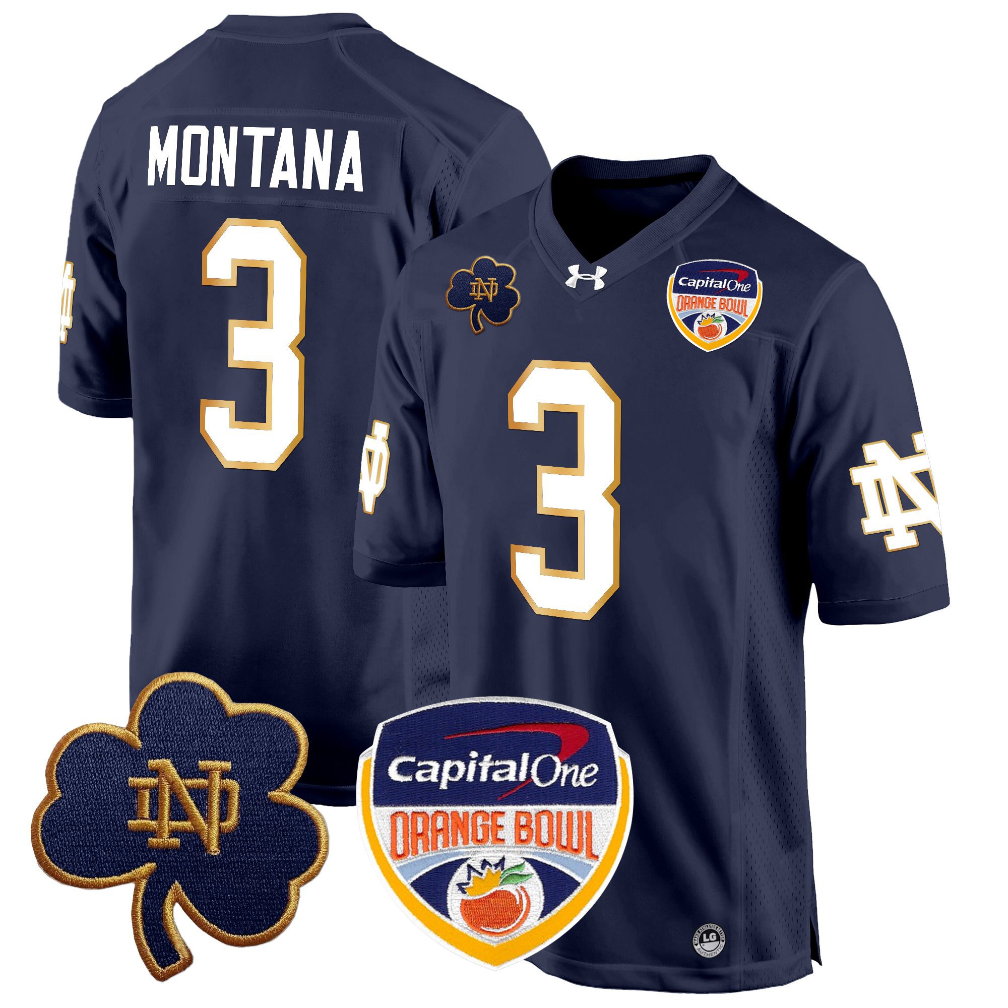 Men's Notre Dame Fighting Irish 2024 Orange Bowl Patch Game Jersey - All Stitched