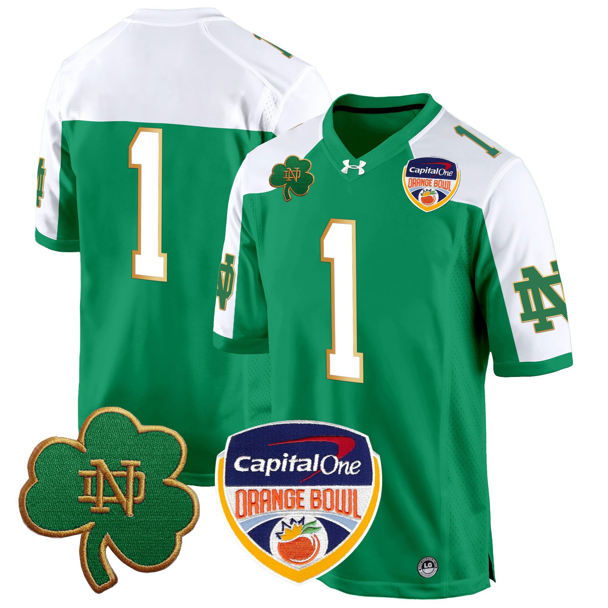 Men's Notre Dame Fighting Irish 2024 Orange Bowl Patch Game Jersey - All Stitched