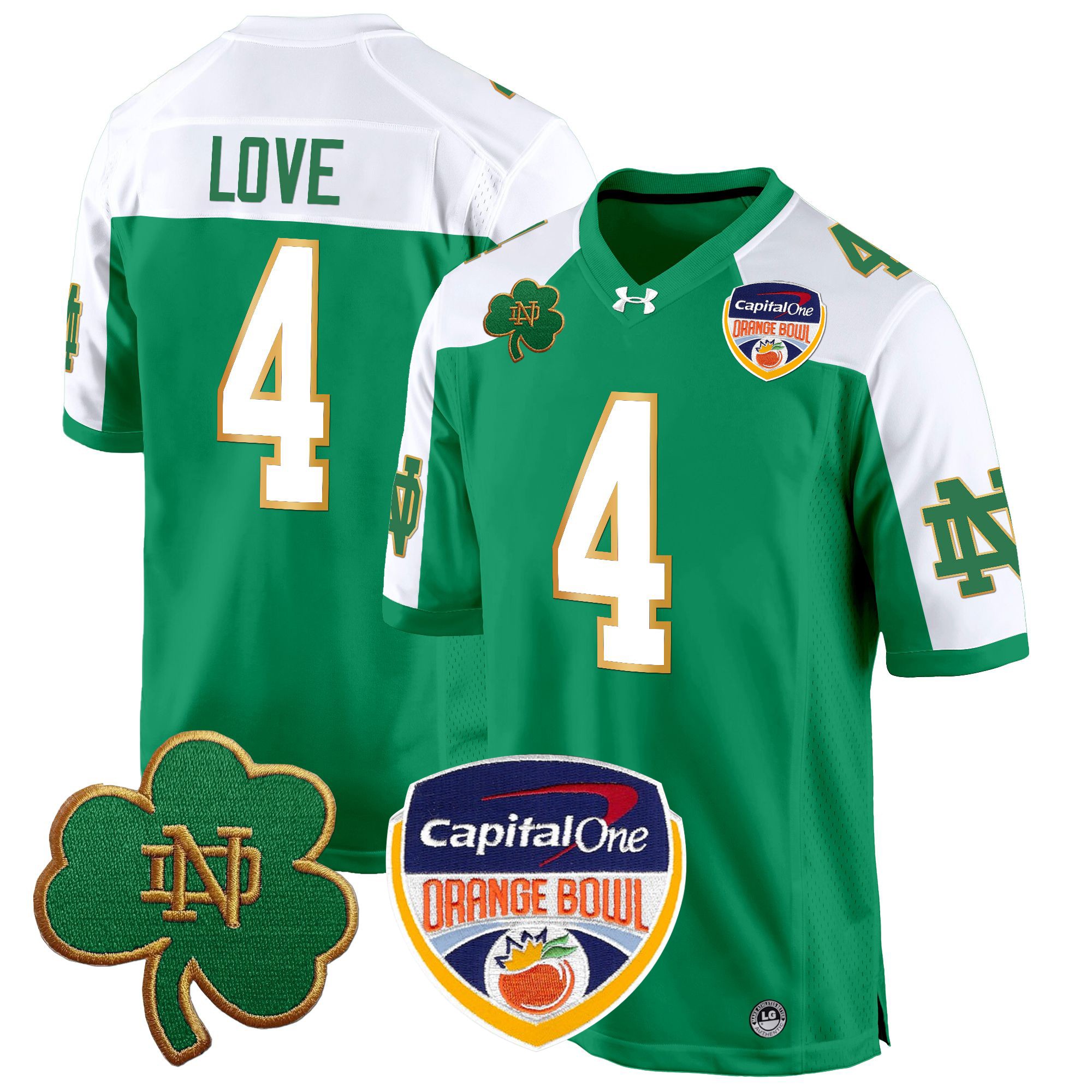 Men's Notre Dame Fighting Irish 2024 Orange Bowl Patch Game Jersey - All Stitched