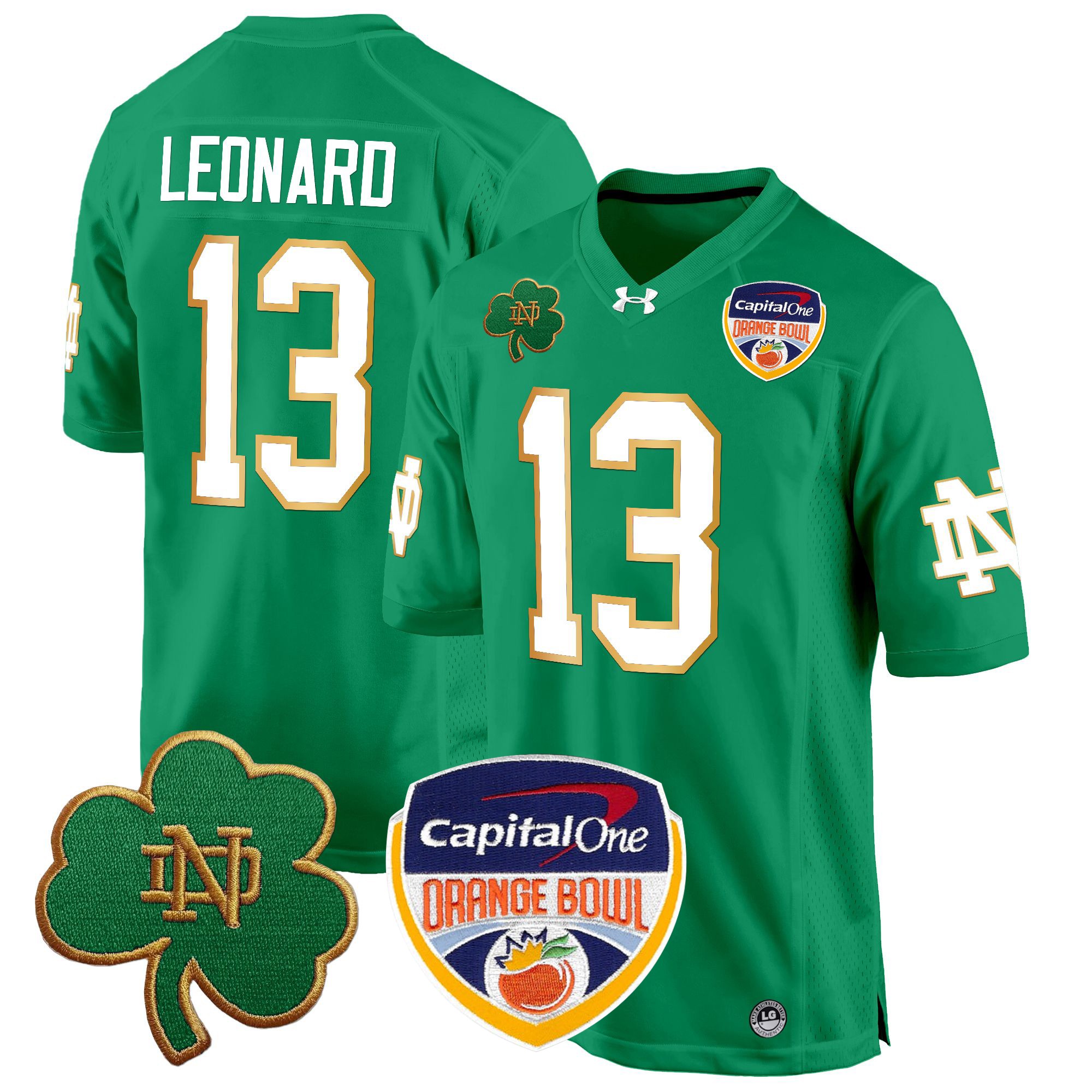 Men's Notre Dame Fighting Irish 2024 Orange Bowl Patch Game Jersey - All Stitched