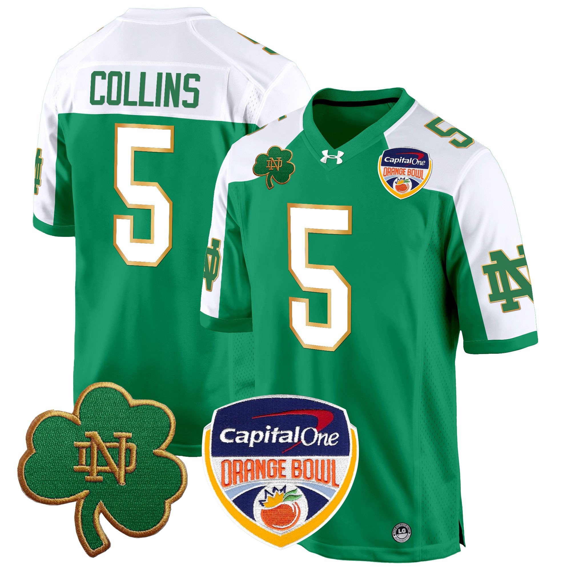 Men's Notre Dame Fighting Irish 2024 Orange Bowl Patch Game Jersey - All Stitched