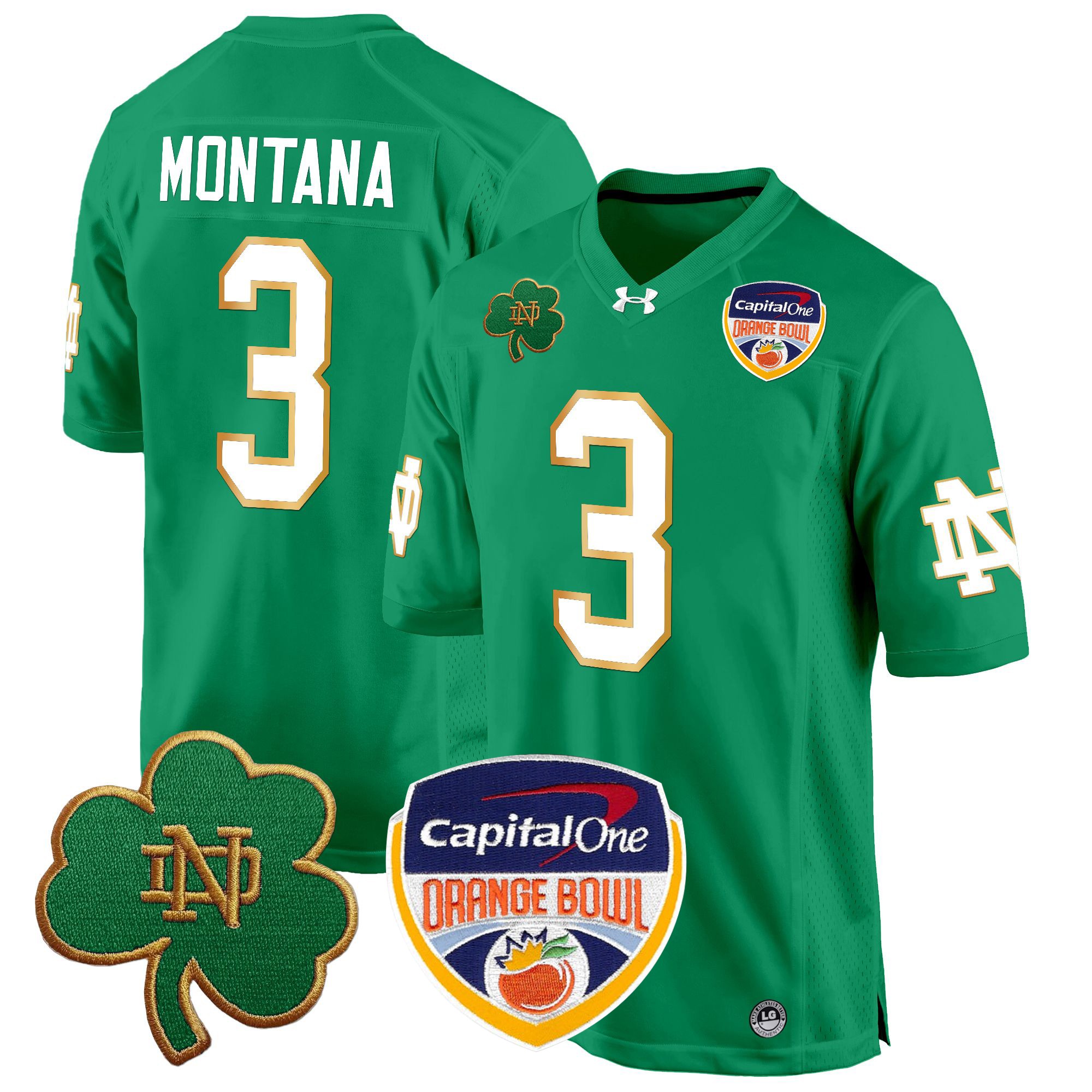 Men's Notre Dame Fighting Irish 2024 Orange Bowl Patch Game Jersey - All Stitched